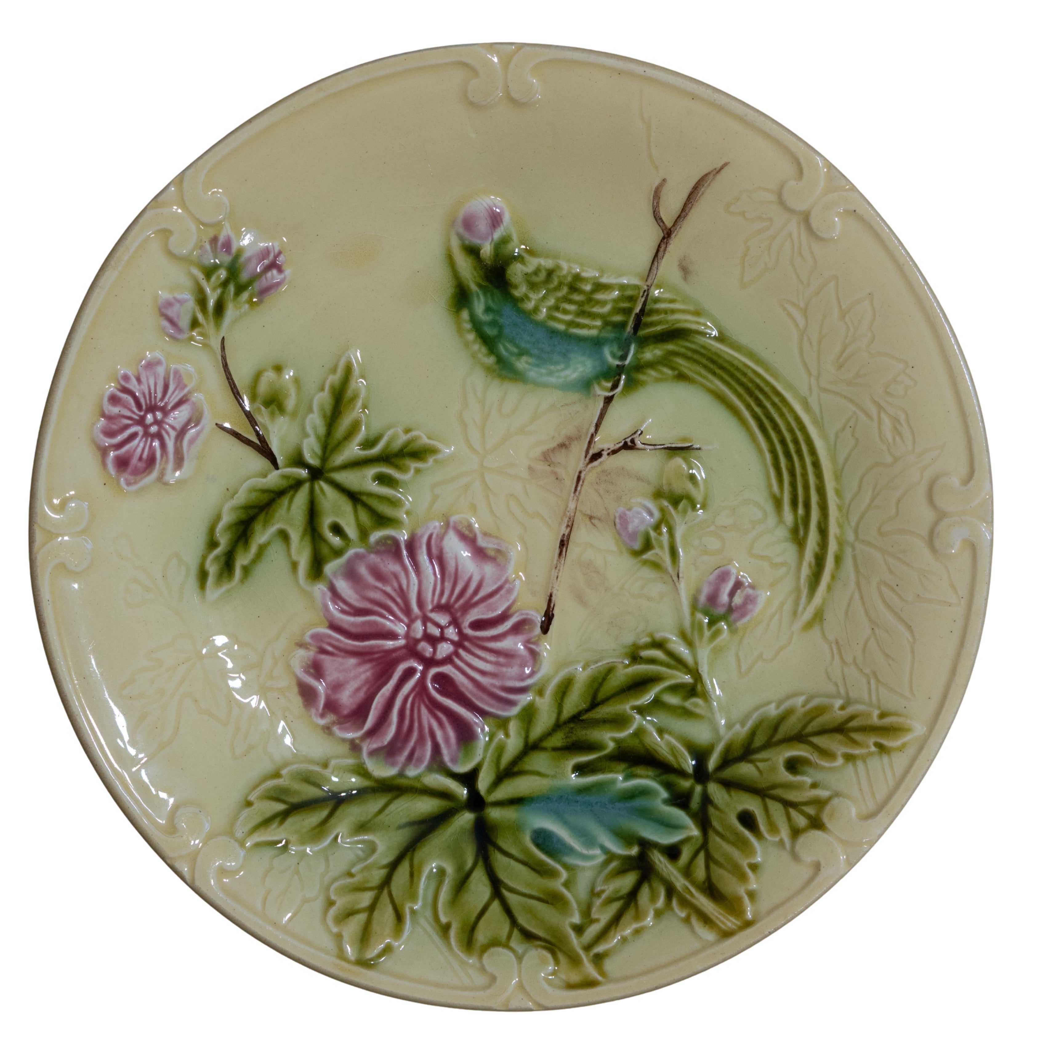Barbotine Plate with Bird