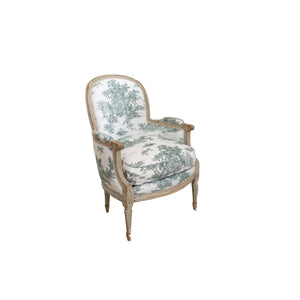 Pair 19th C Toile Armchairs
