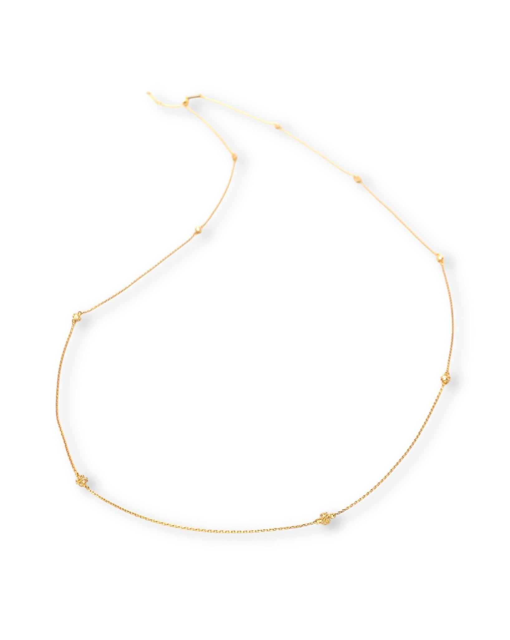 Gold CZ Pave Ball Stationed Necklace