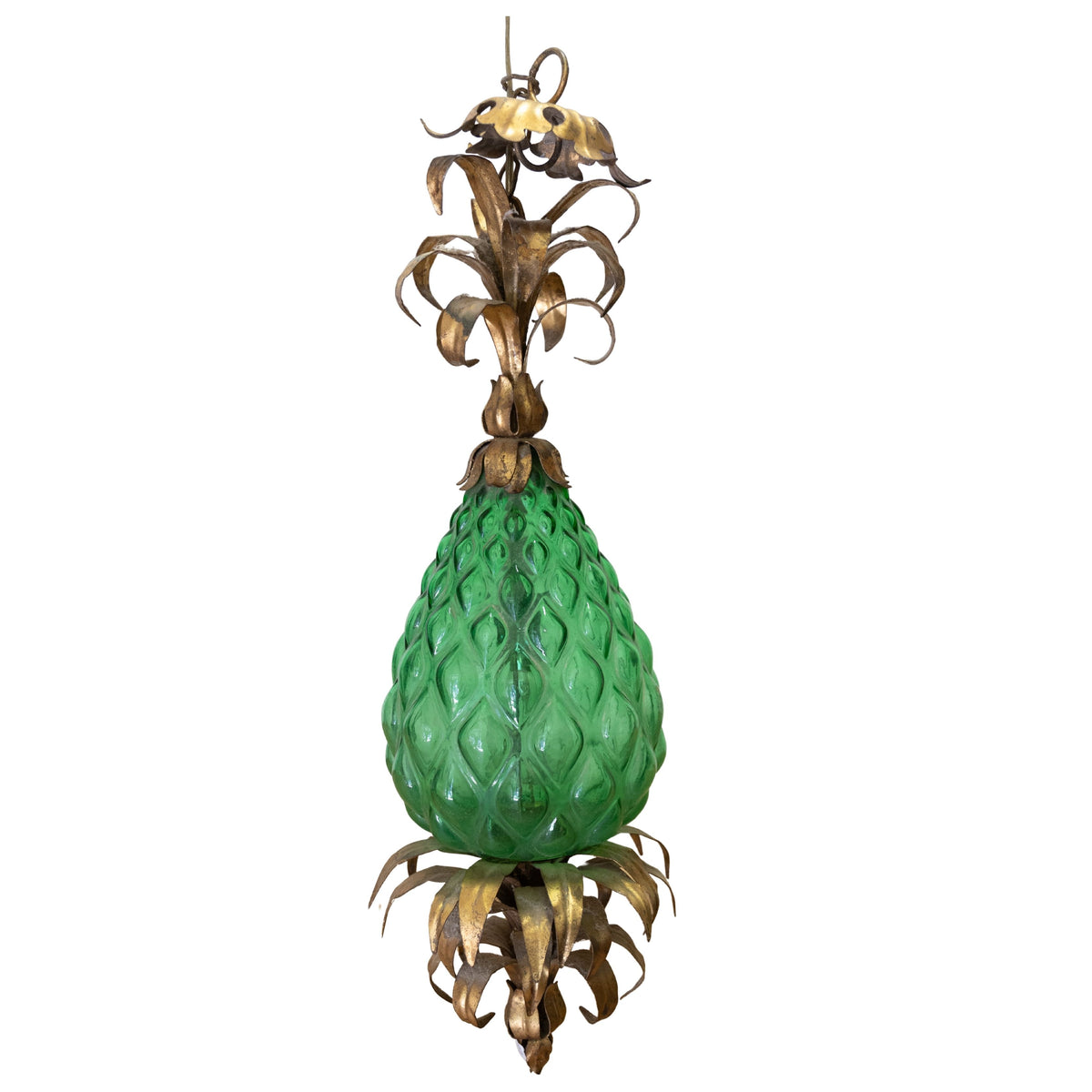 Vintage Green Glass Teardrop Pendant