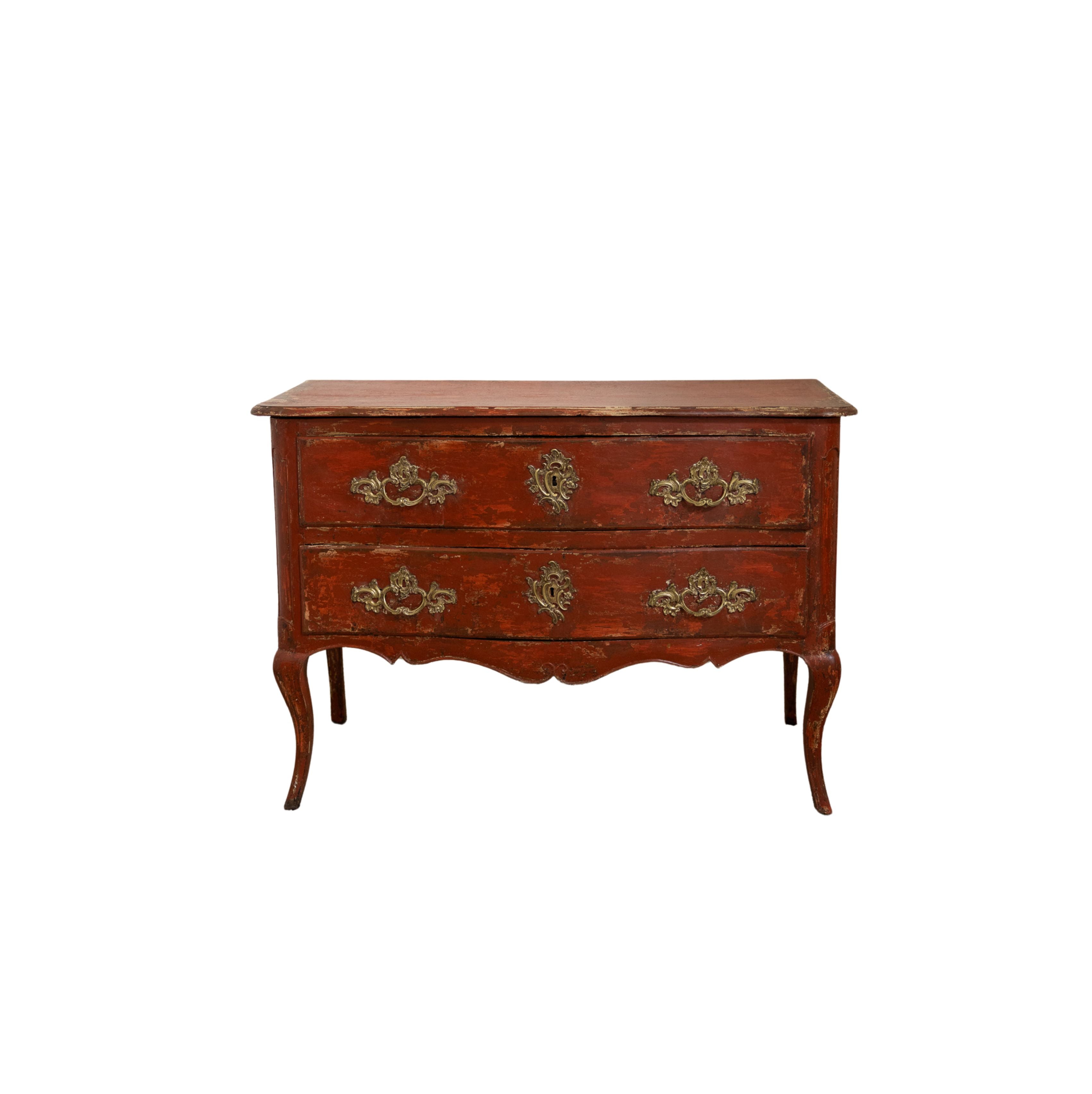 Red 18th C Louis XV Commode(51w x 23d x 36h)