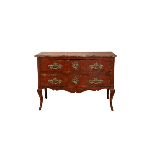Red 18th C Louis XV Commode