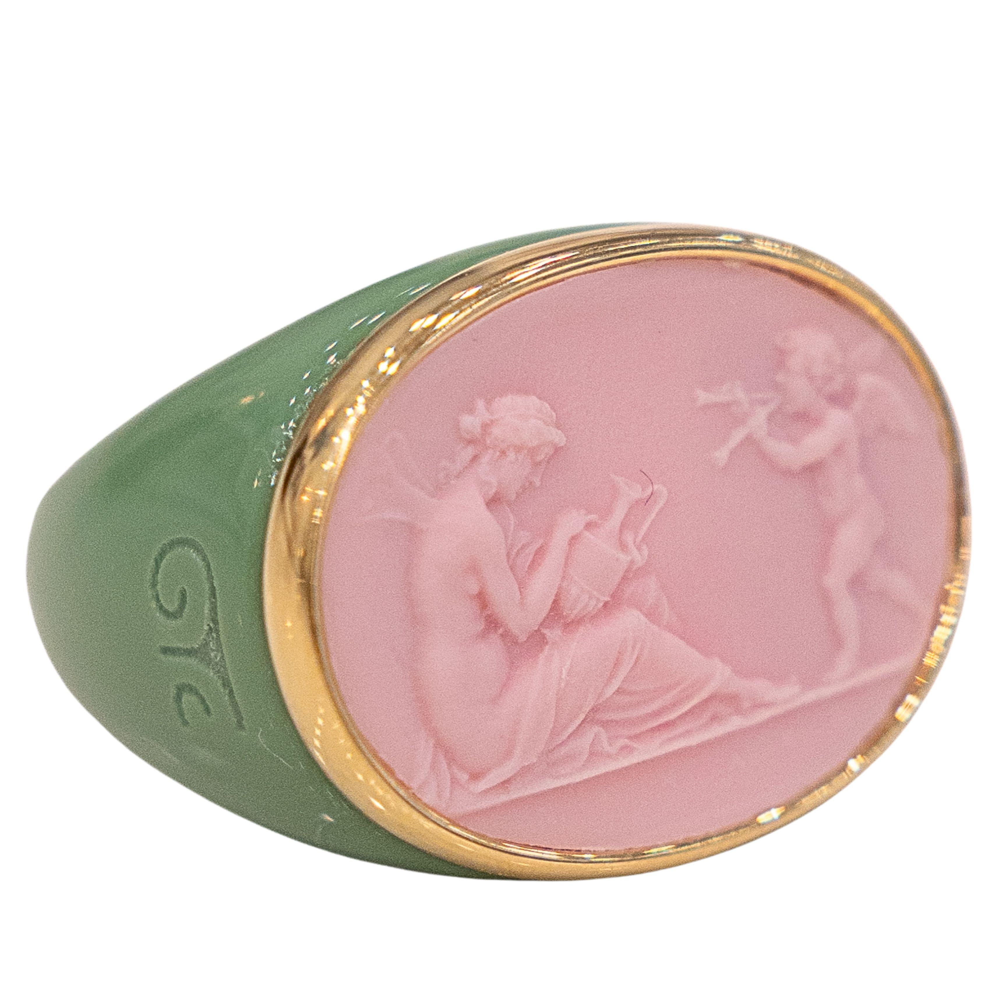 Rosa Pink Amore Green Ring Lg