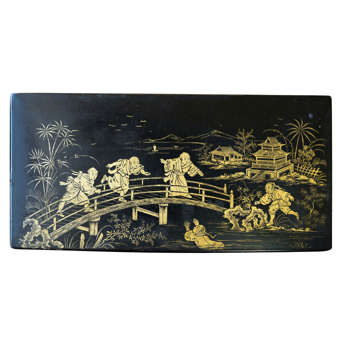 Chinoiserie Lidded Box w/ Push Lock