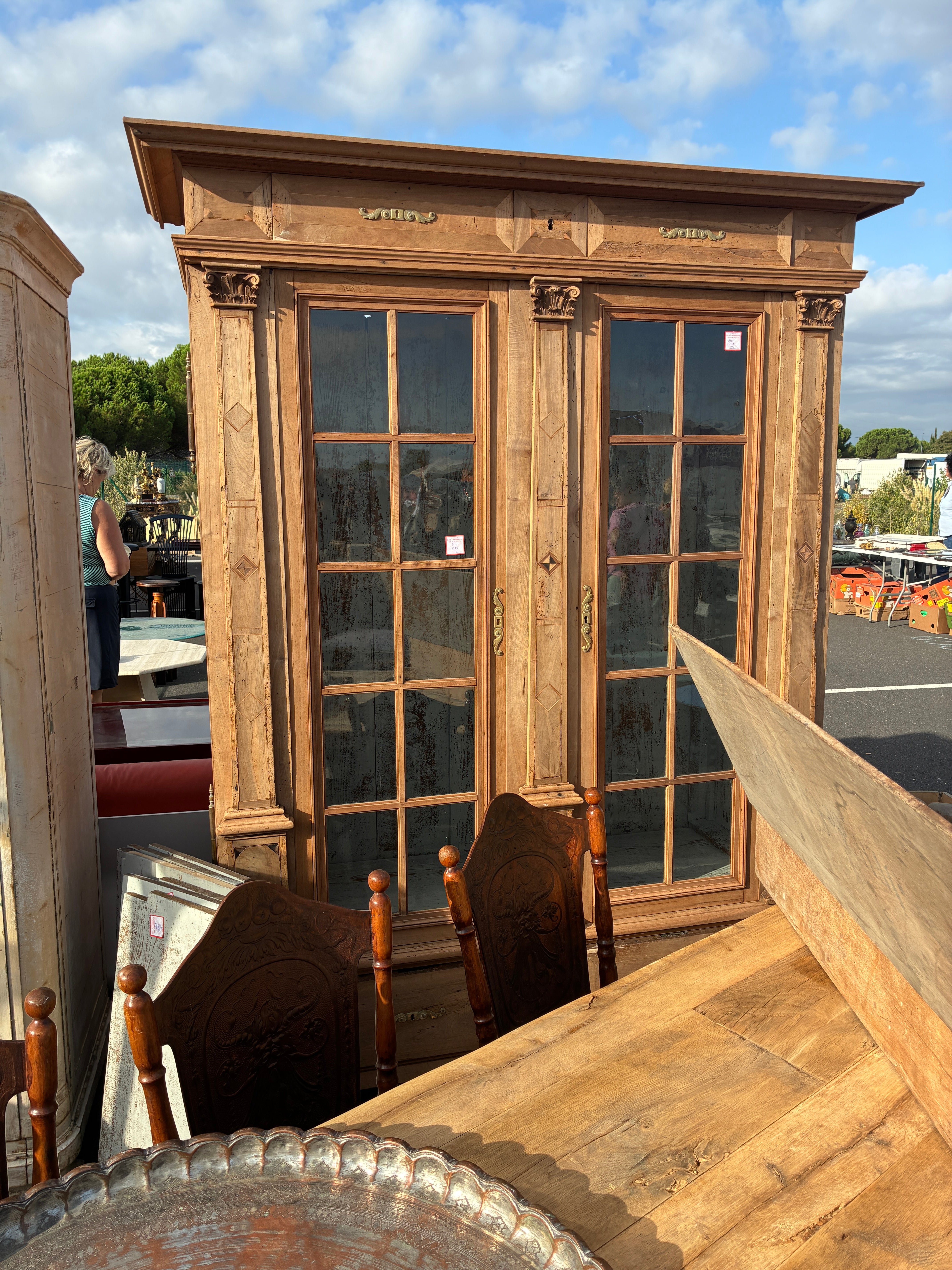 19th C Walnut & Pine Bibliotheque
