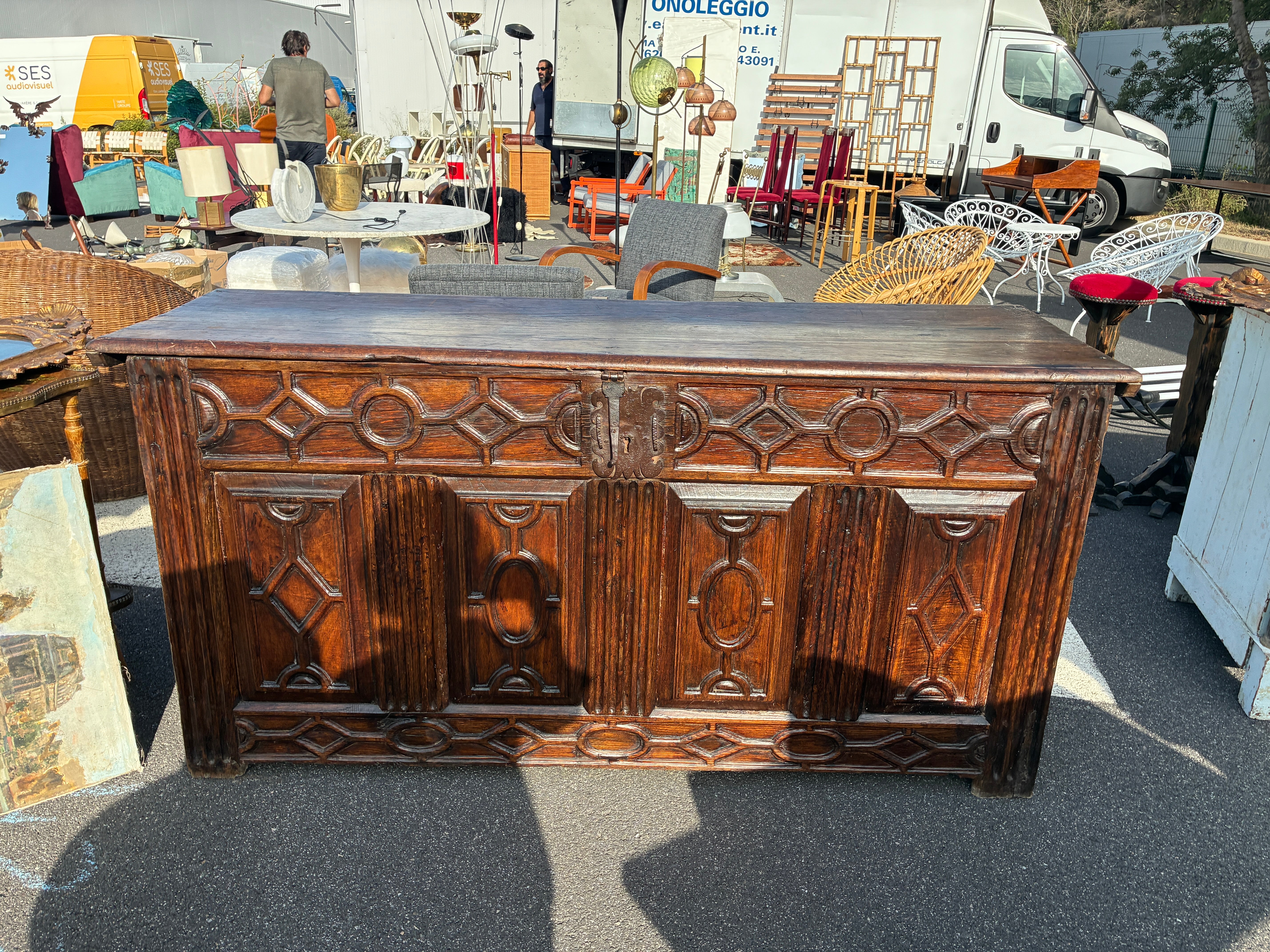 Dark Walnut Carved Console