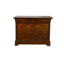 Load image into Gallery viewer, Louis Philippe Walnut Commode with dark St Anne Marble