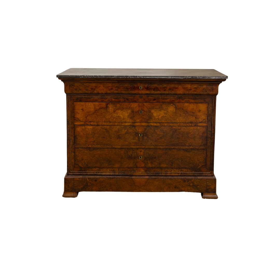 Louis Philippe Walnut Commode with dark St Anne Marble
