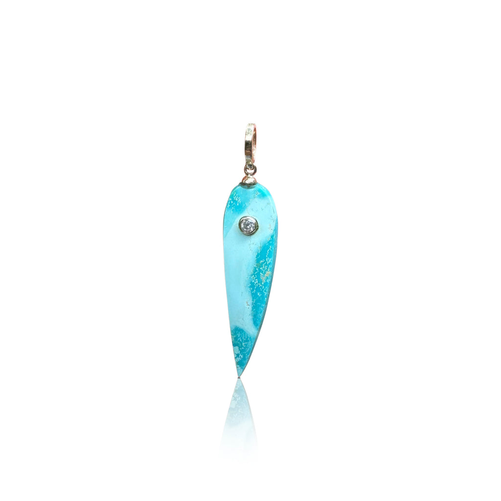 14K Whitewater Turquoise Diamond Charm