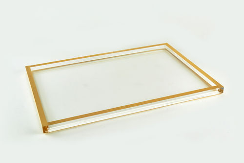 Clear Tray with Gold Border 14x10