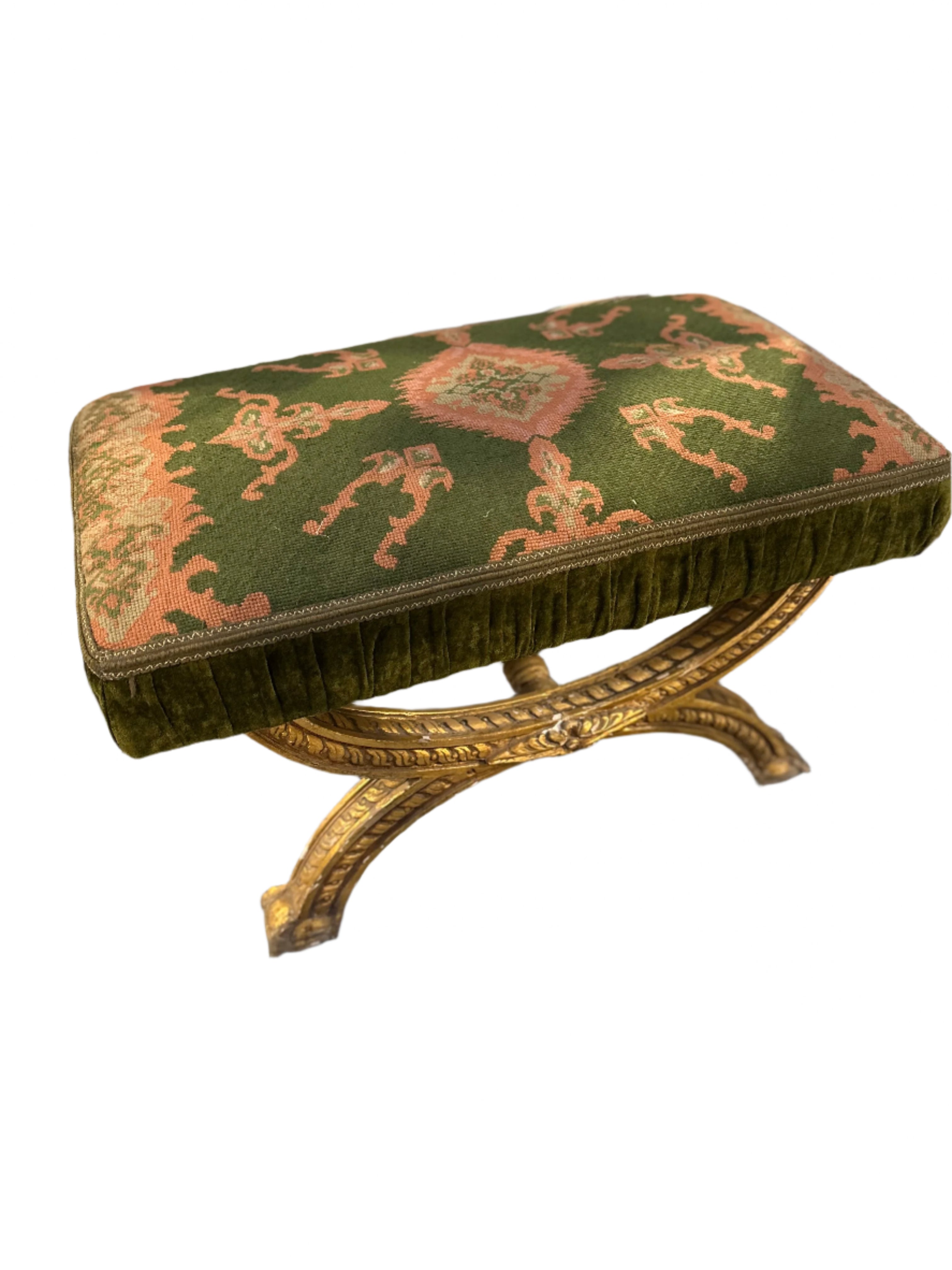 Bench with Green & Pink Needlepoint