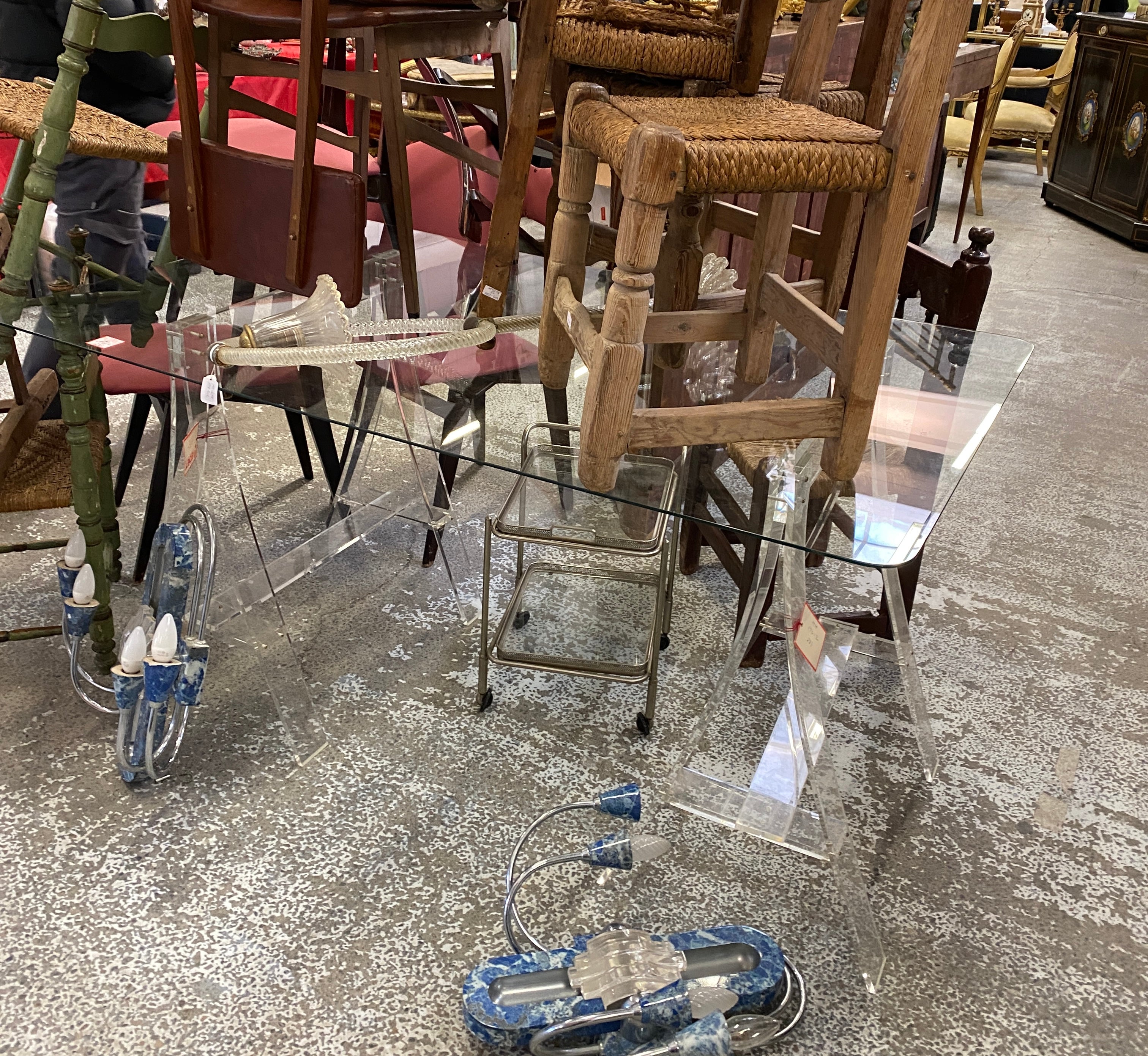 Acrylic Desk with Glass Top