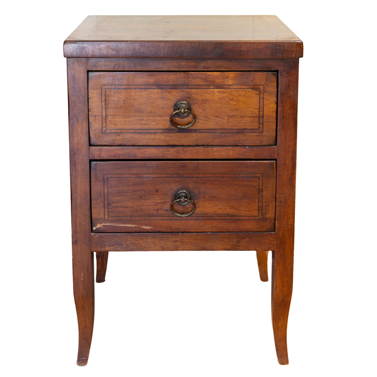 Pair of Two-Drawer Fruitwood Italian Side Tables