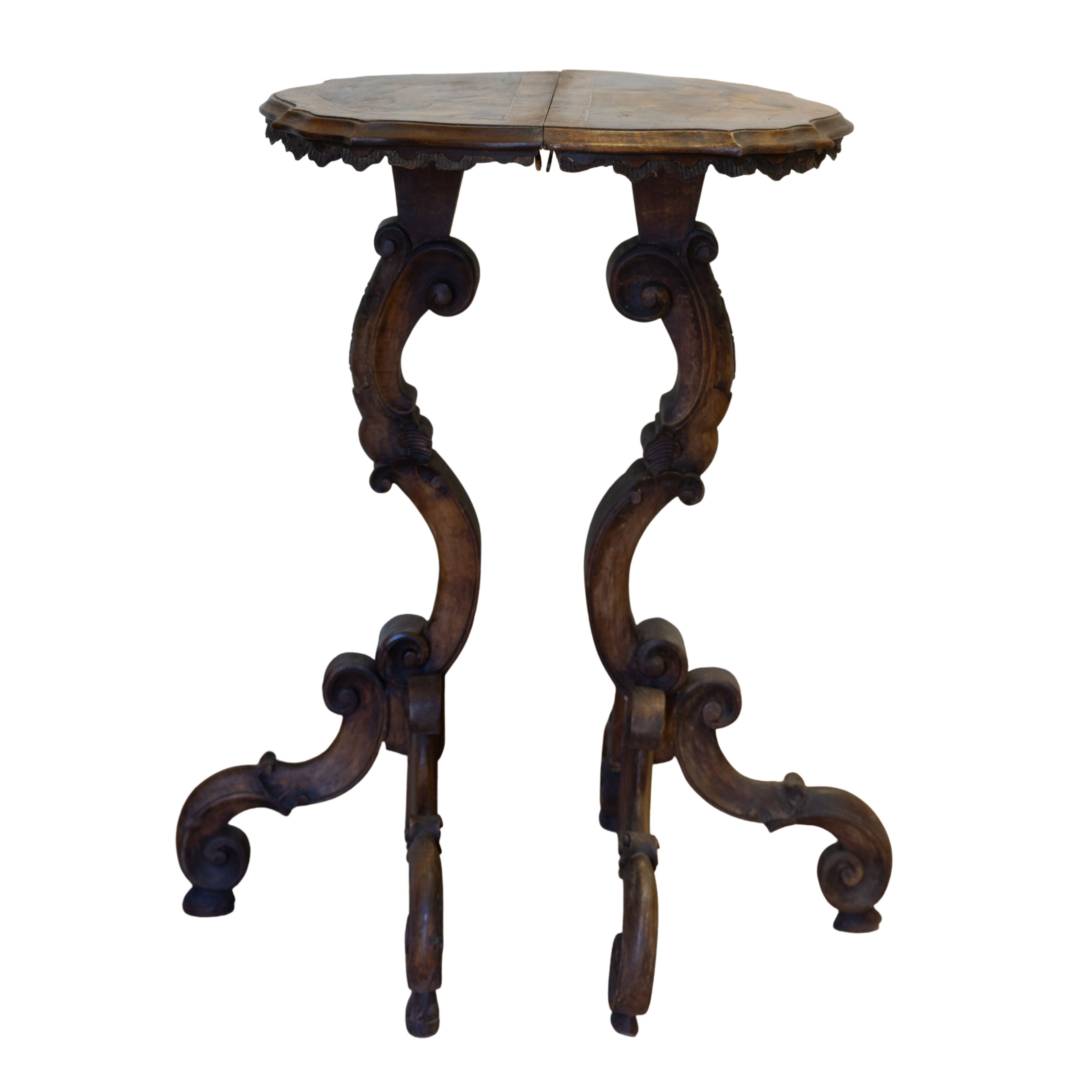 Small Carved Walnut Demi Lune