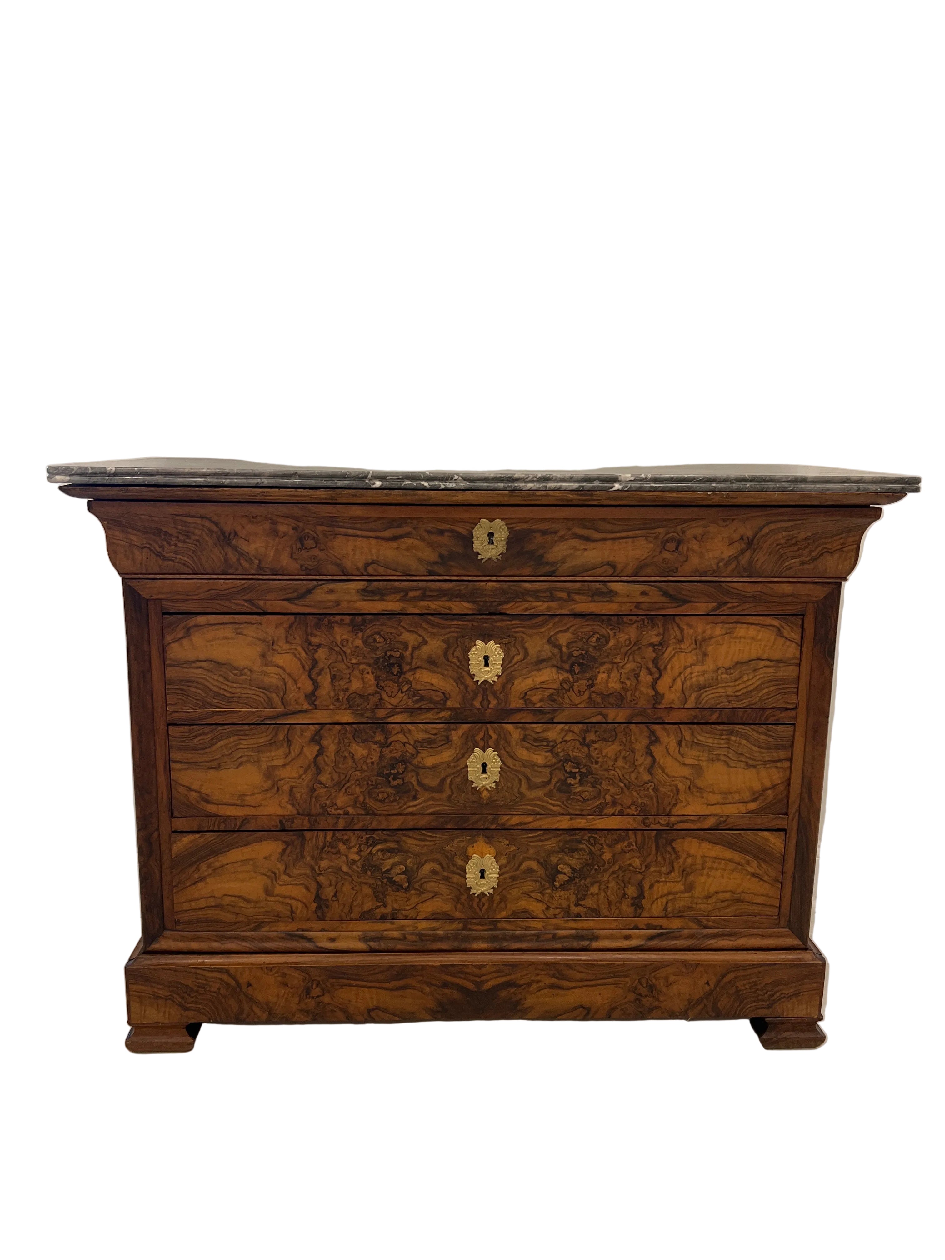Walnut LP Commode with Grey Marble 47”L