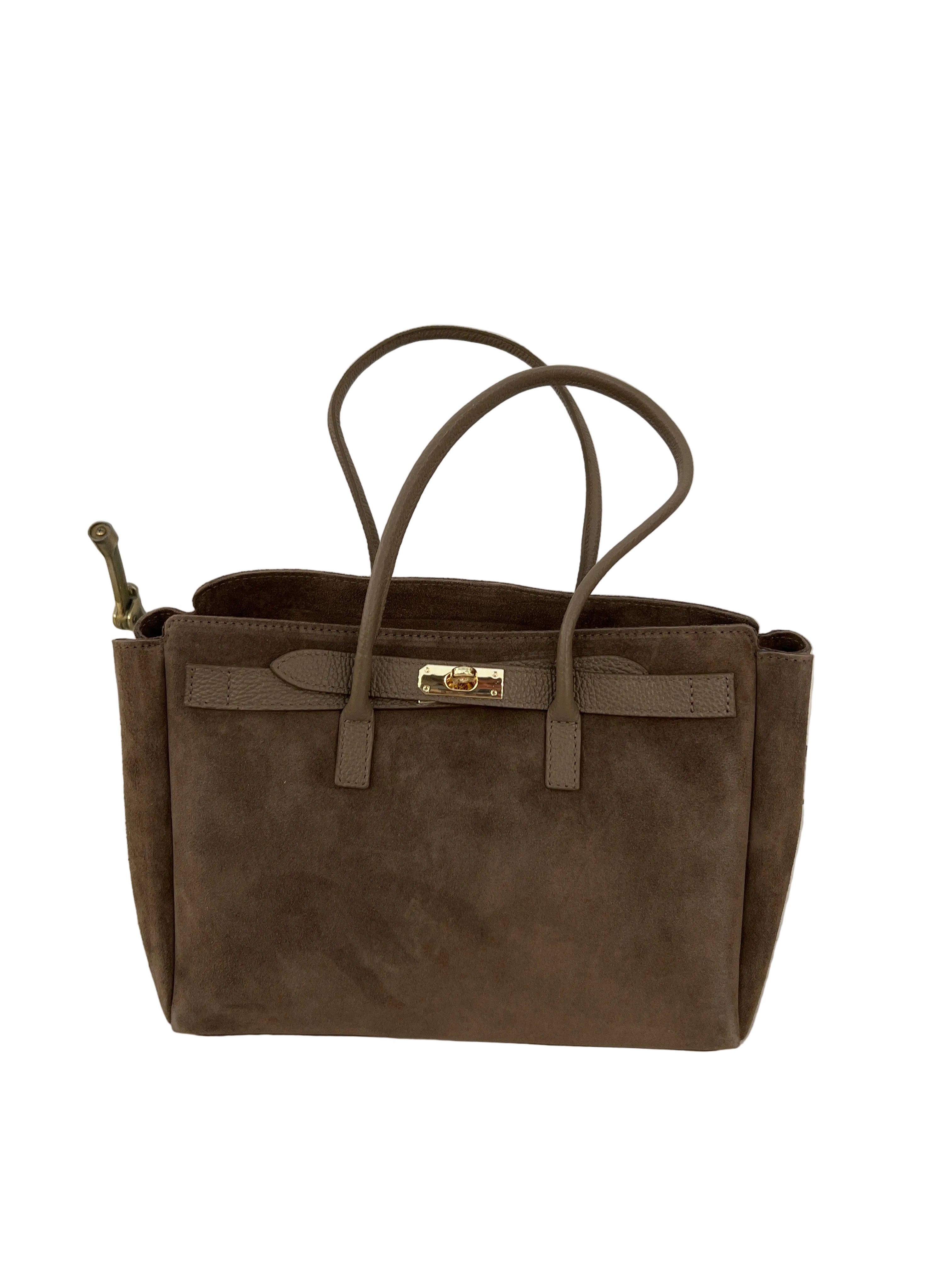 Suede Handbag Taupe