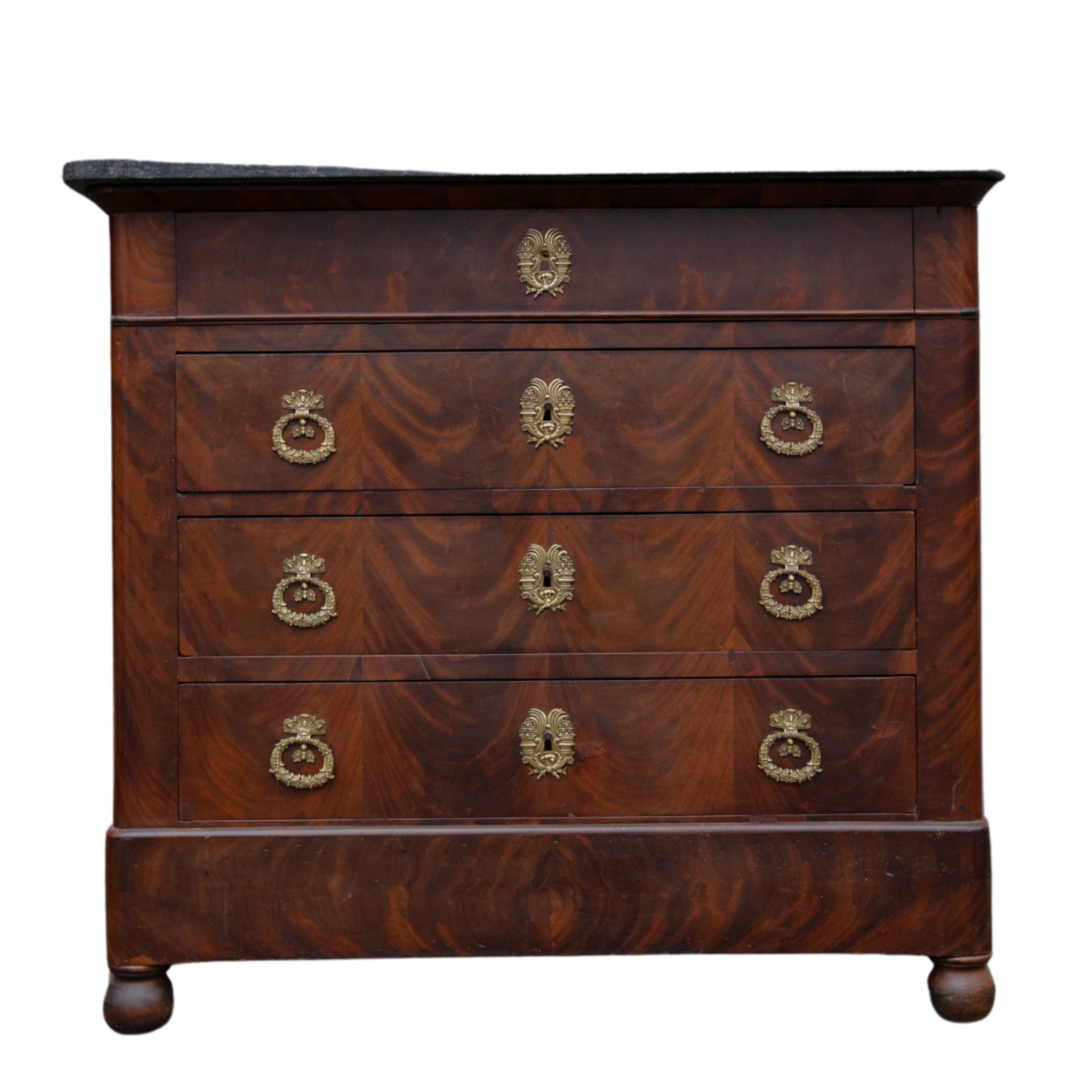 Dark & Small Walnut Louis Philipppe Commode(36w x 16.5d x 33h)