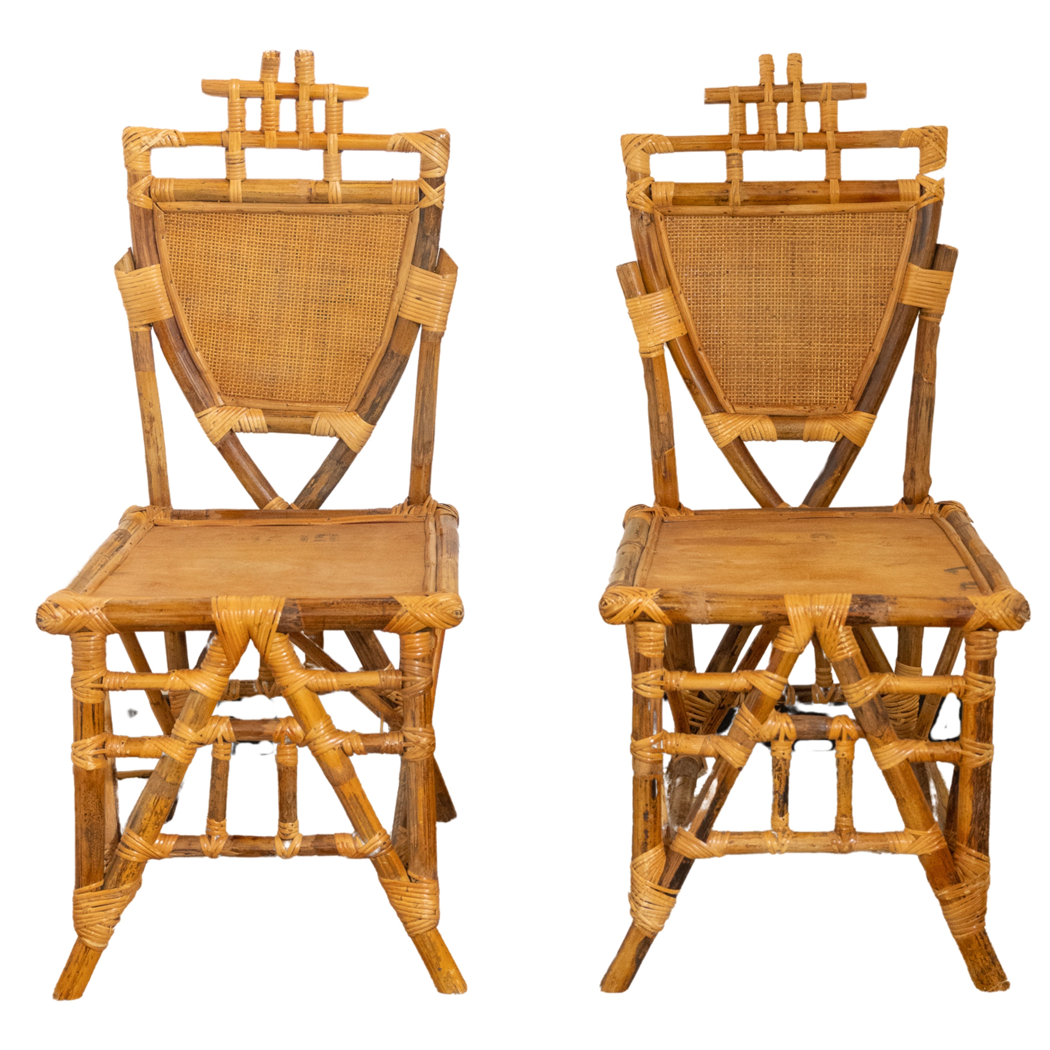 Rattan Pagoda Style Seating Set of 3 Pieces