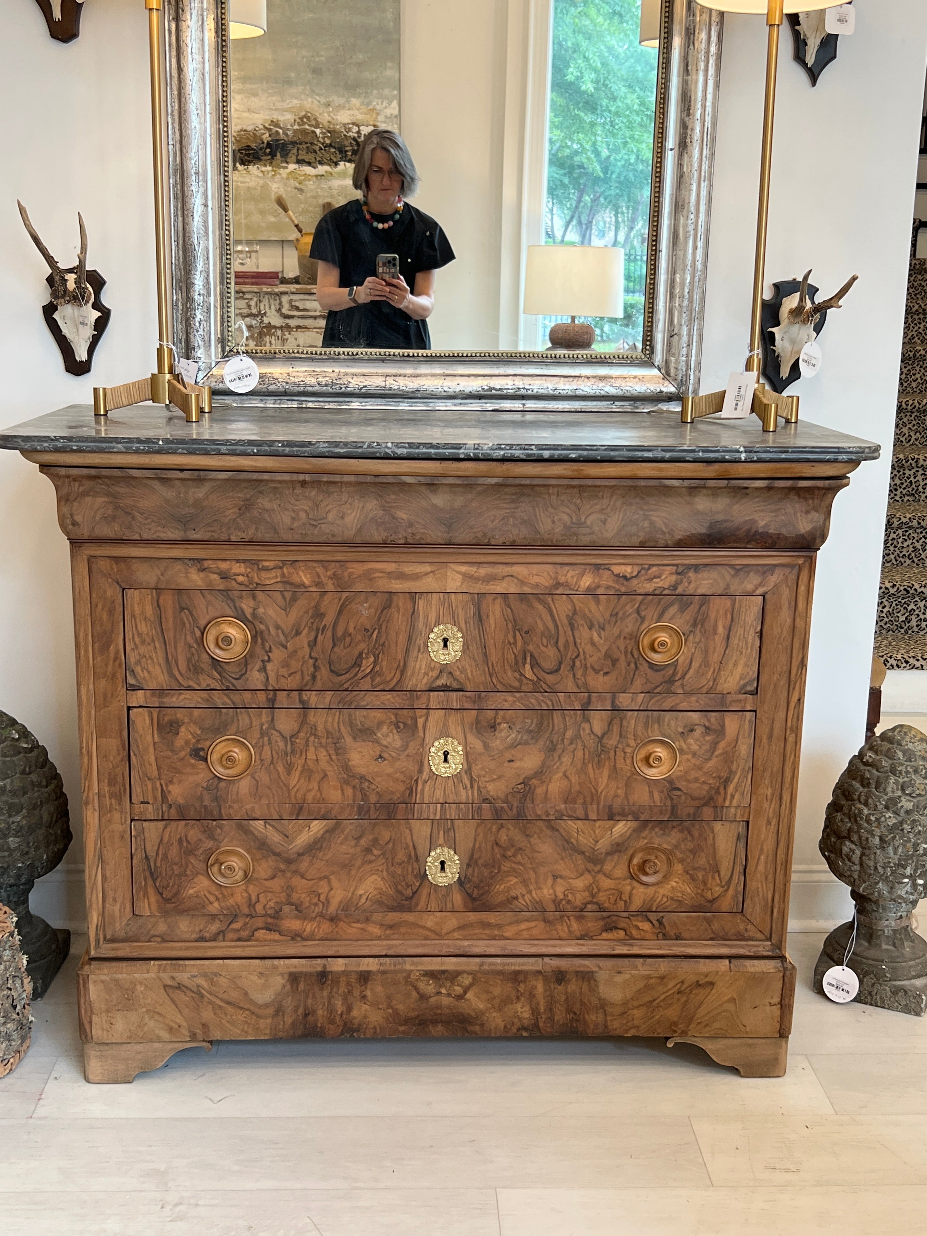 Stripped Louis Philippe Commode w/ Wood Pulls
