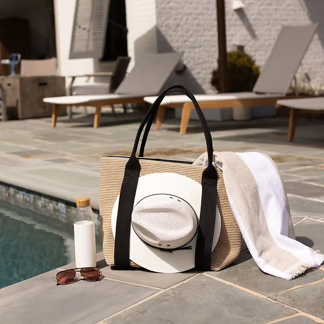 Sand & Black Woven Travel Bag