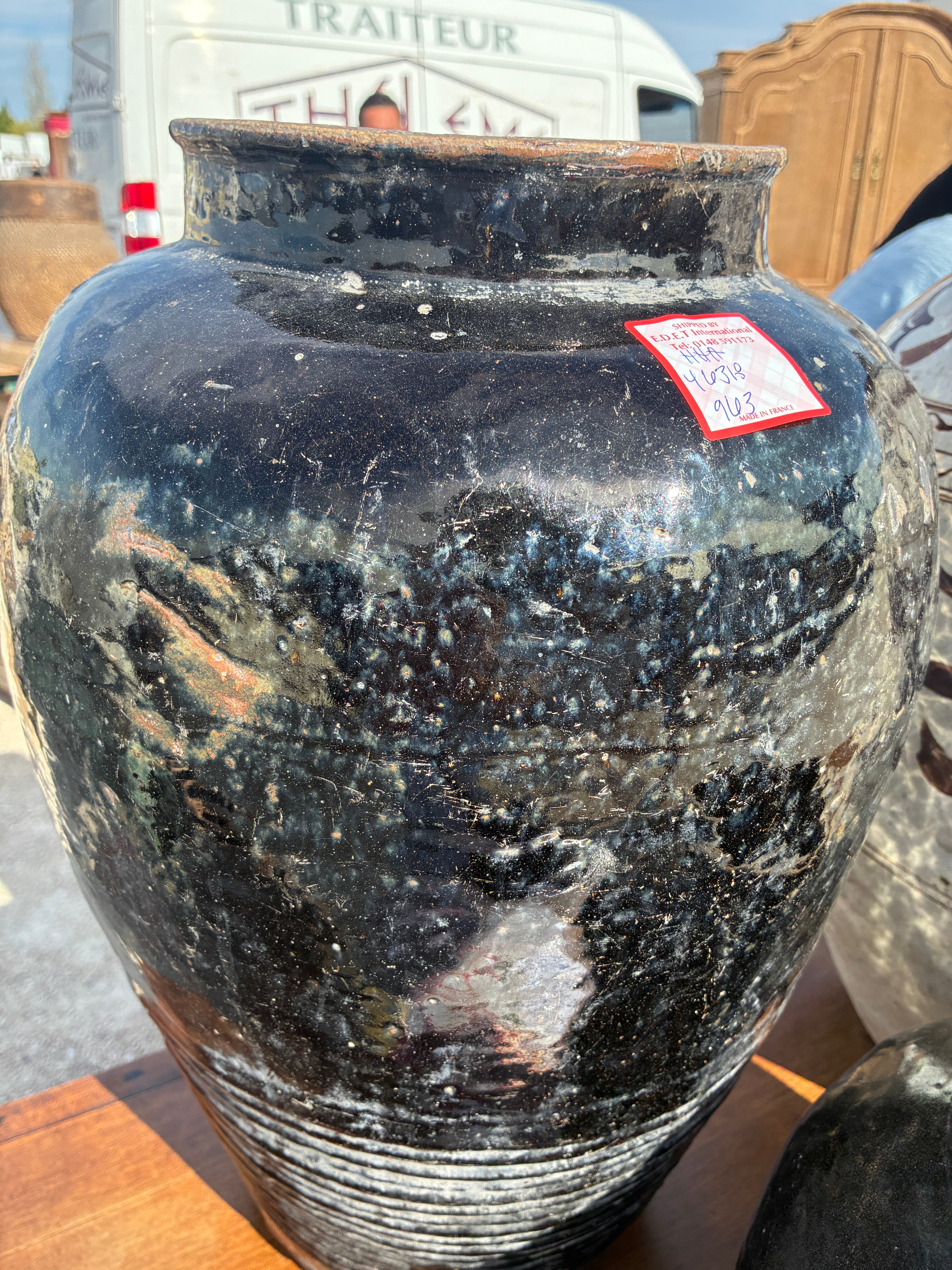 Tall Black Pot Vessel