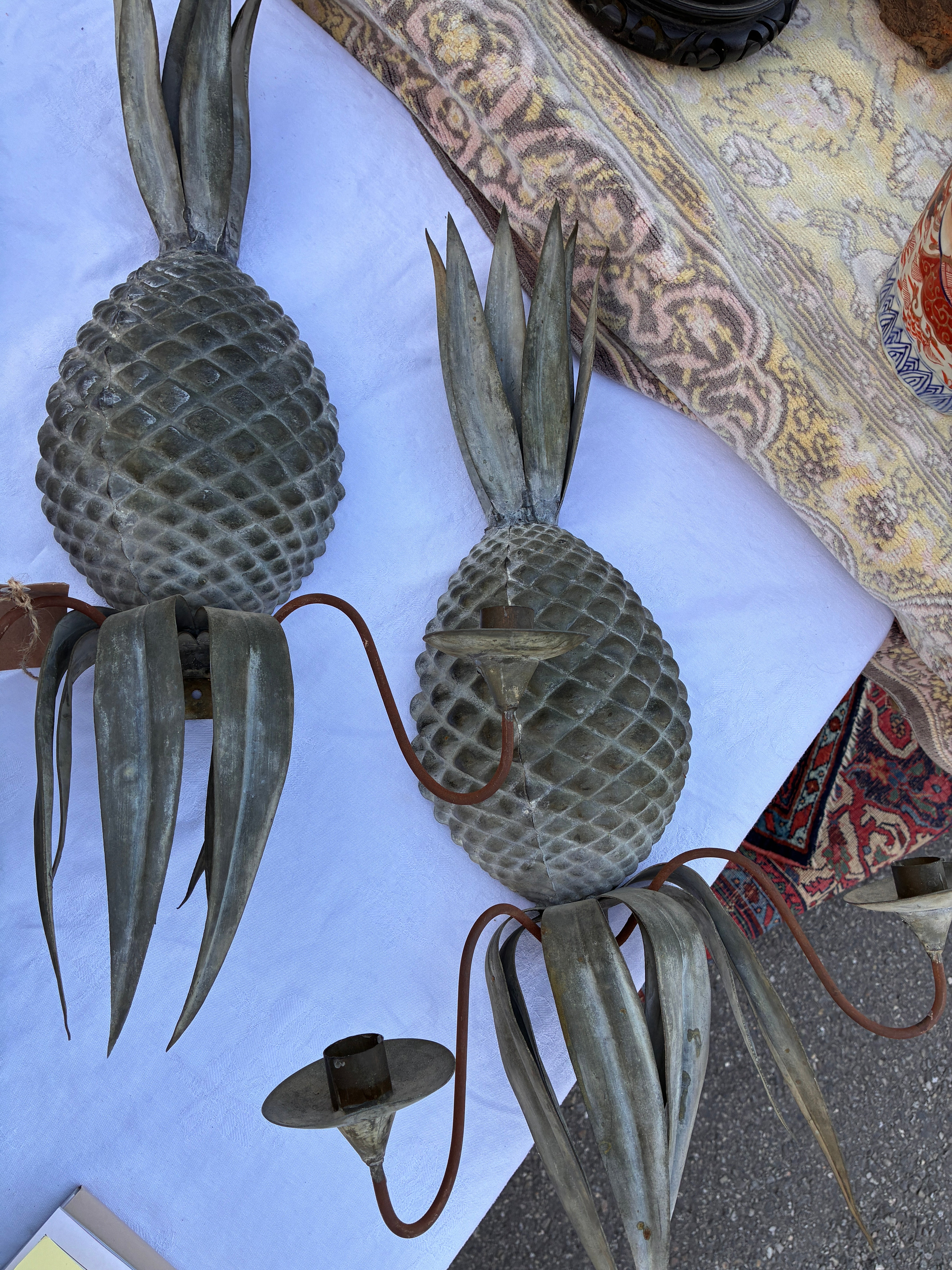 Pair of Zinc Pineapple Sconces