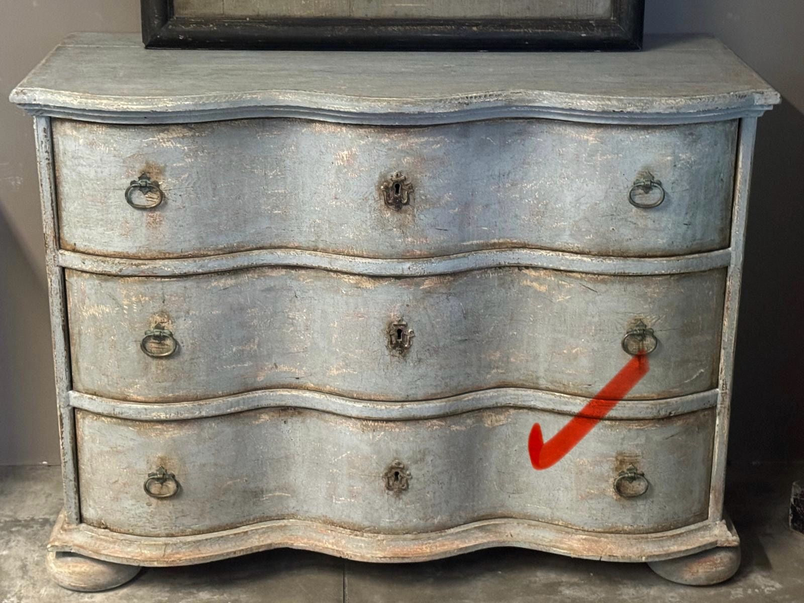 Curved Blue Painted Chest