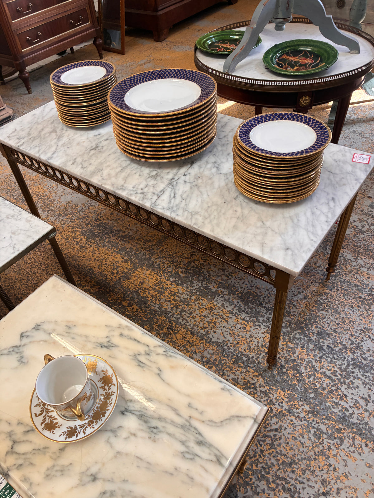 Brass & Marble Jansen-Style Coffee Table