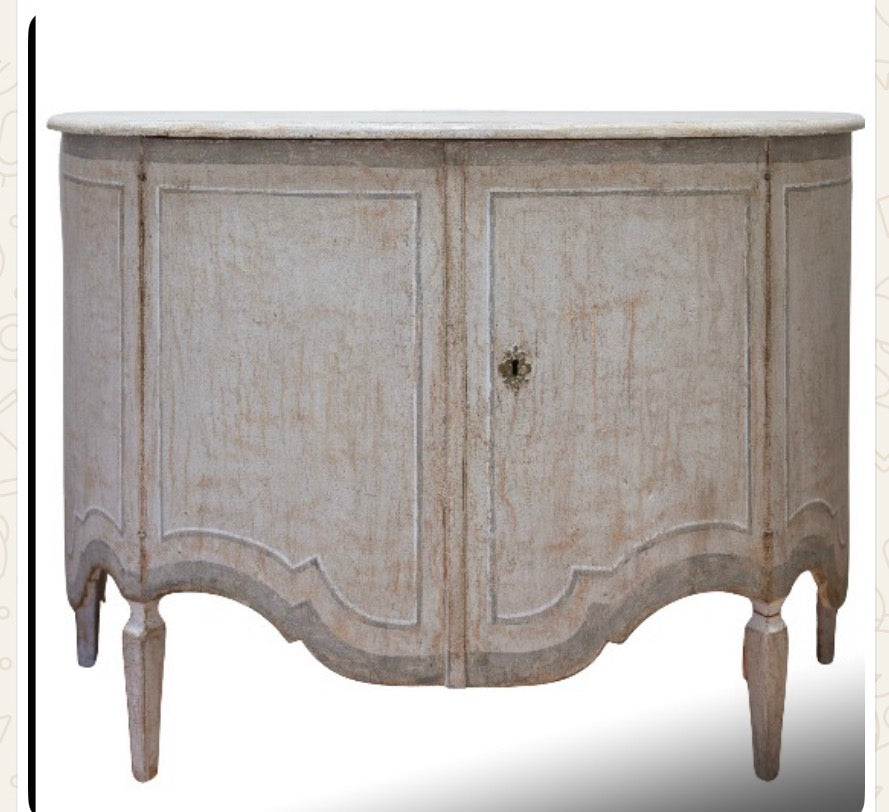 Painted Commode with Scalloped Base