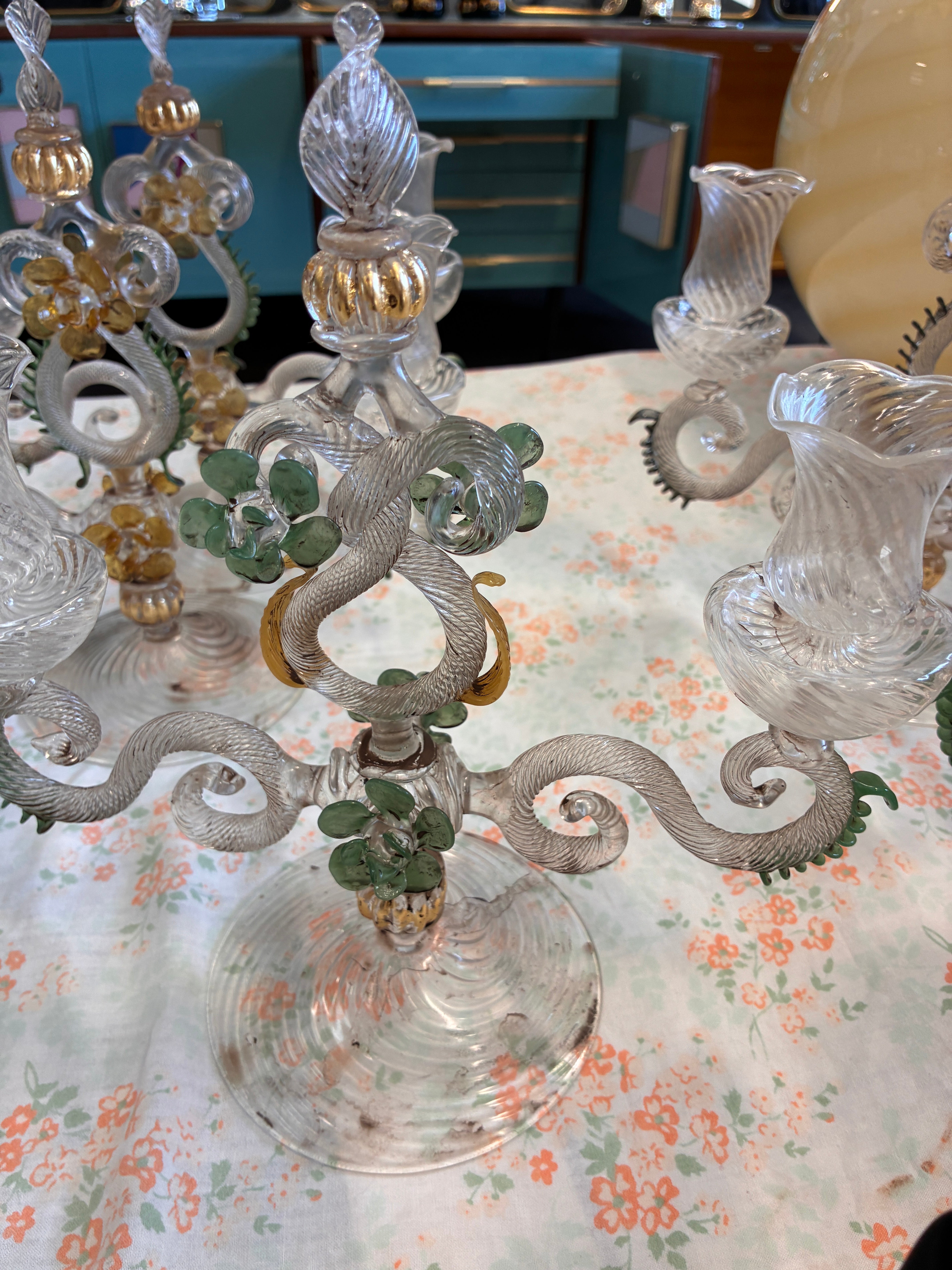 Pair of Vintage Murano Glass Candelabras