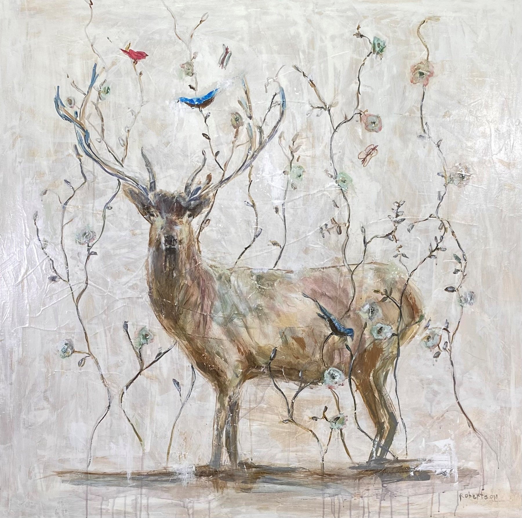 Sarah Robertson - Un Cerf de Jardin (48 x 48)