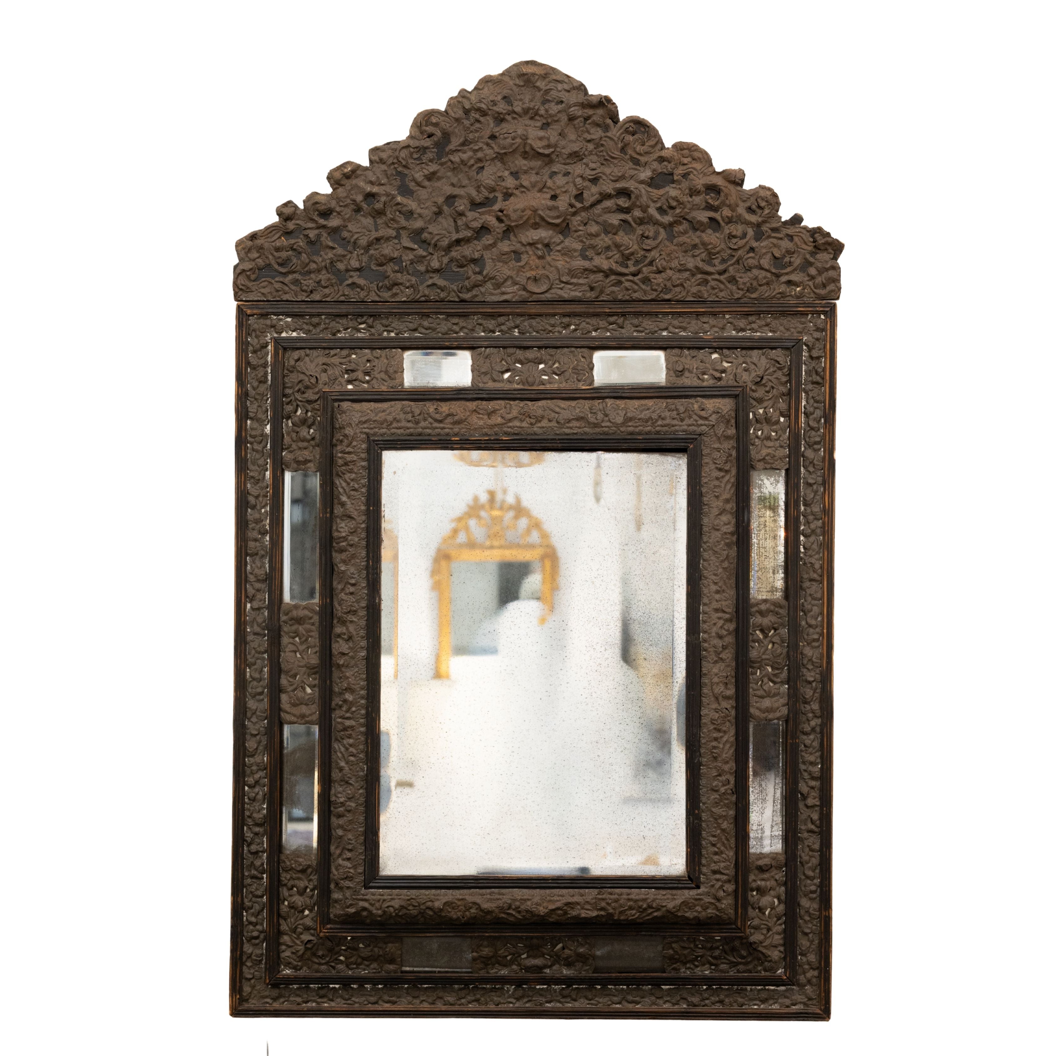 Louis XIII Wood & Oxidized Copper Mirror