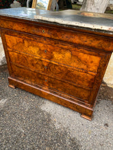 Load image into Gallery viewer, Louis Philippe Walnut Commode with dark St Anne Marble