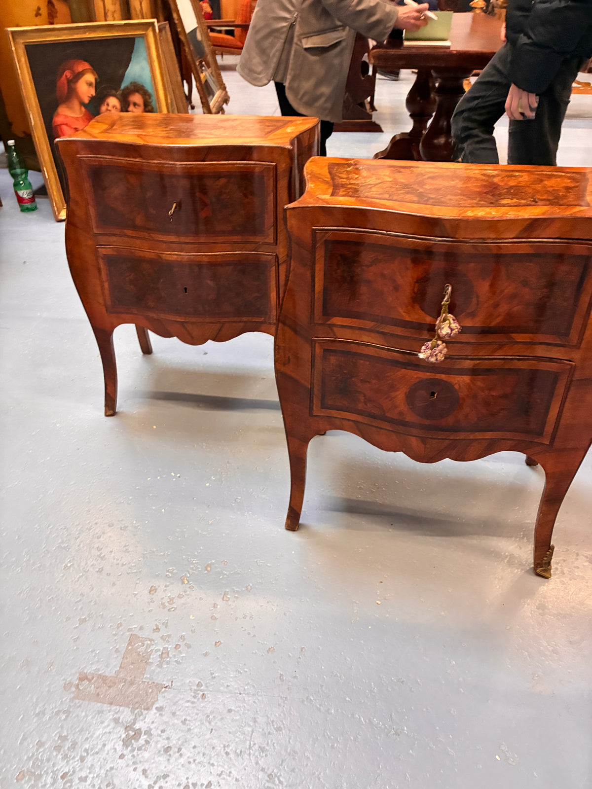Burled Walnut Side Table with Inlay