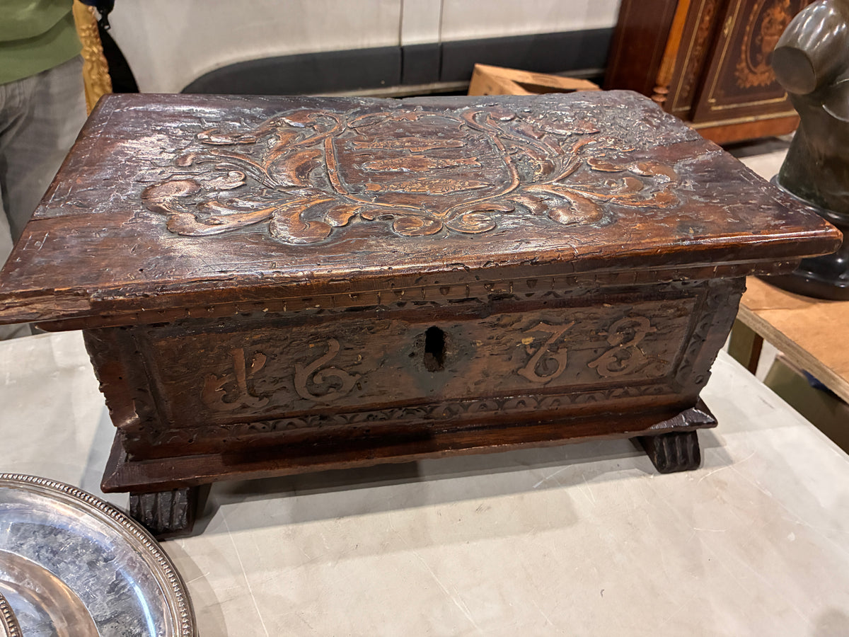 Italian 17th C Fruitwood Carved Box