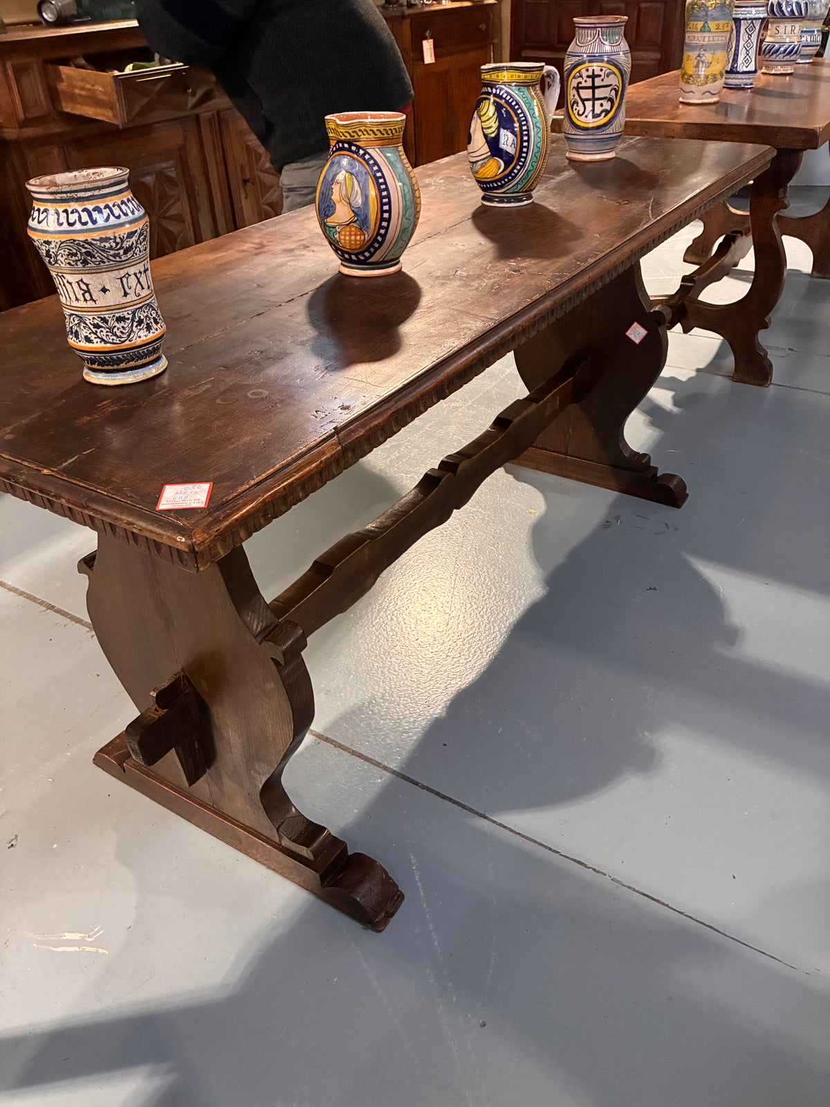 Italian Table with Curved Pedestal & Trestle