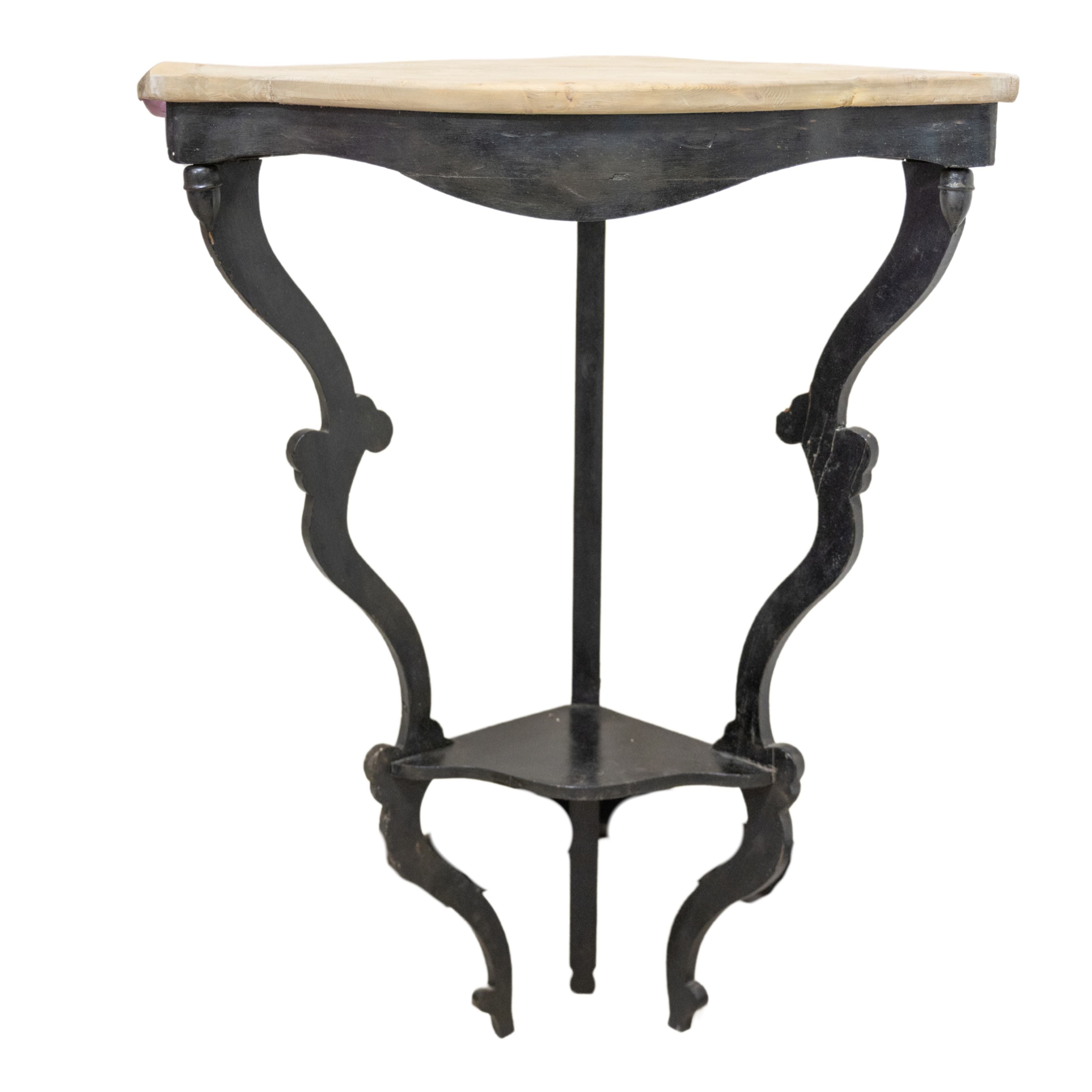 Carved Black Corner Console