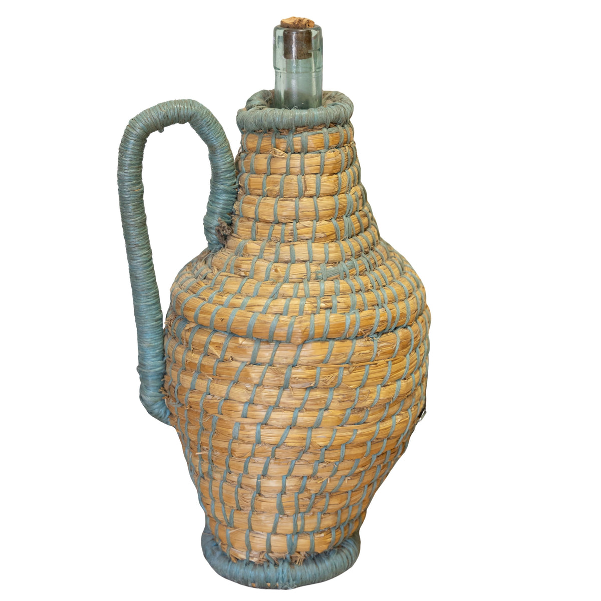 Wine Bottle Basket w/ Blue Handle