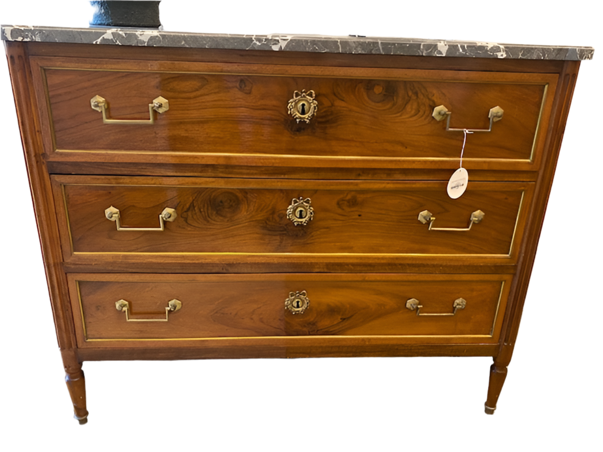 Walnut XVI St Anne Marble Commode