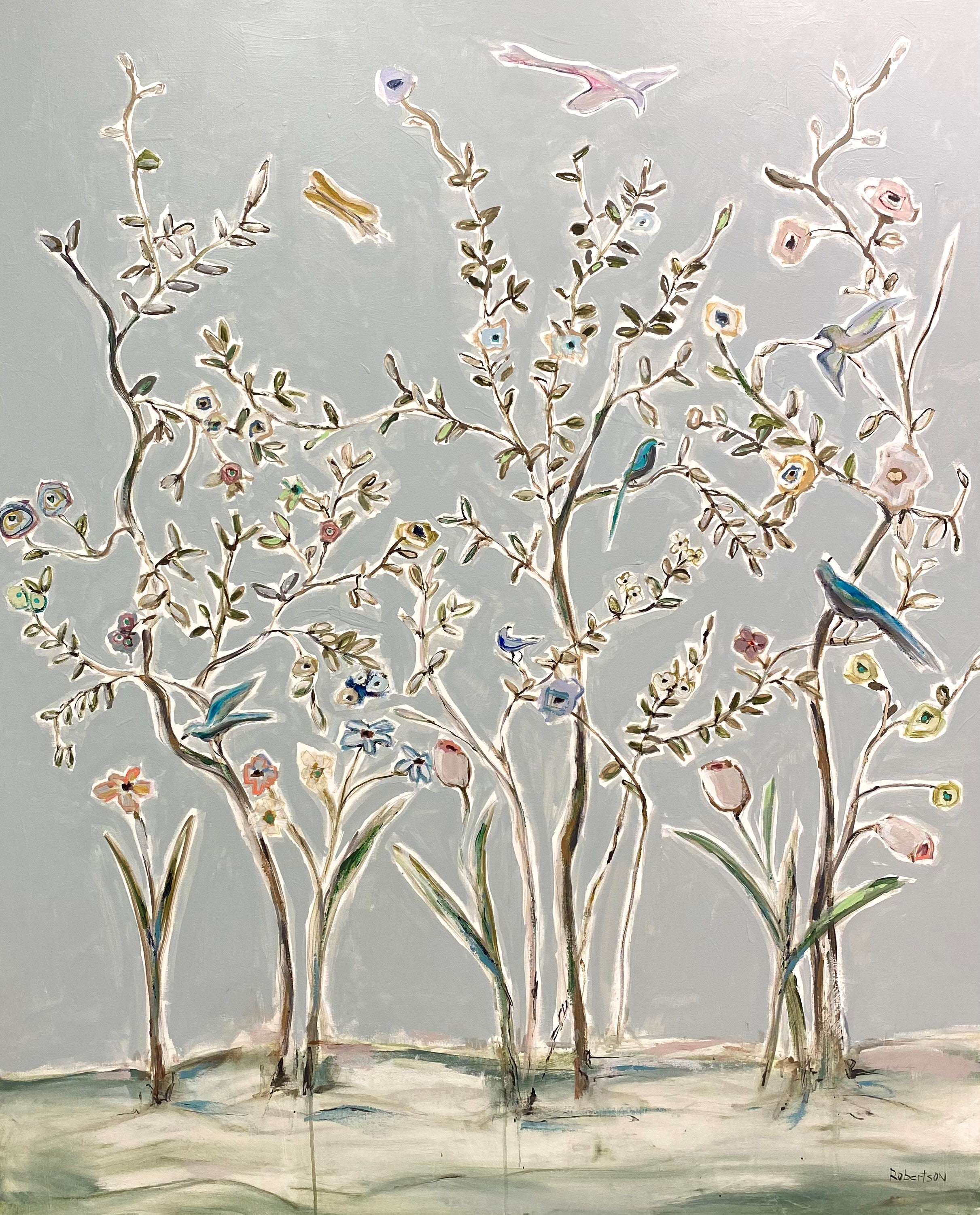 Sarah Robertson - Happy Birds (60 x 48)