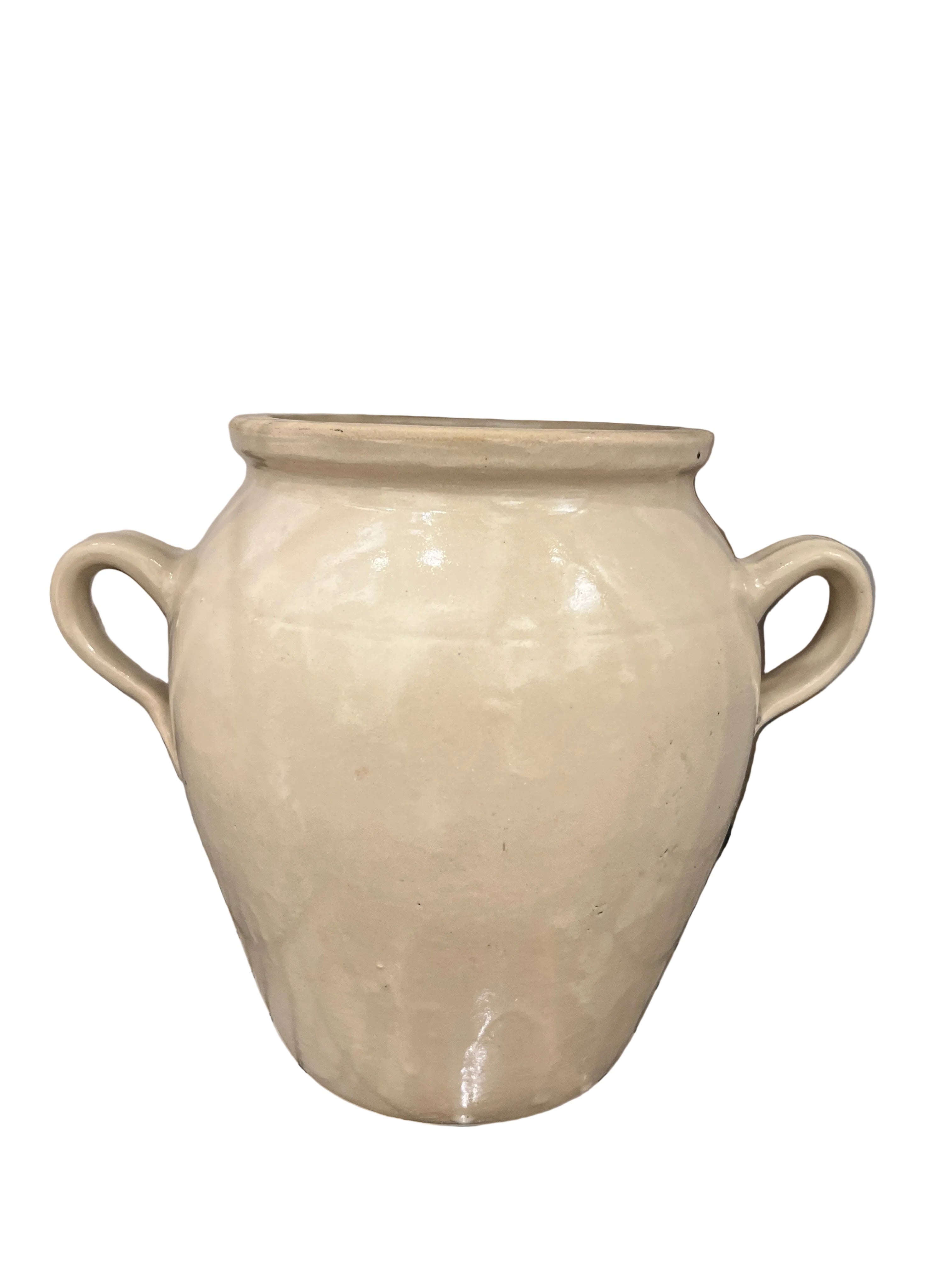 Cream & Grey Pot Medium w/ Handles