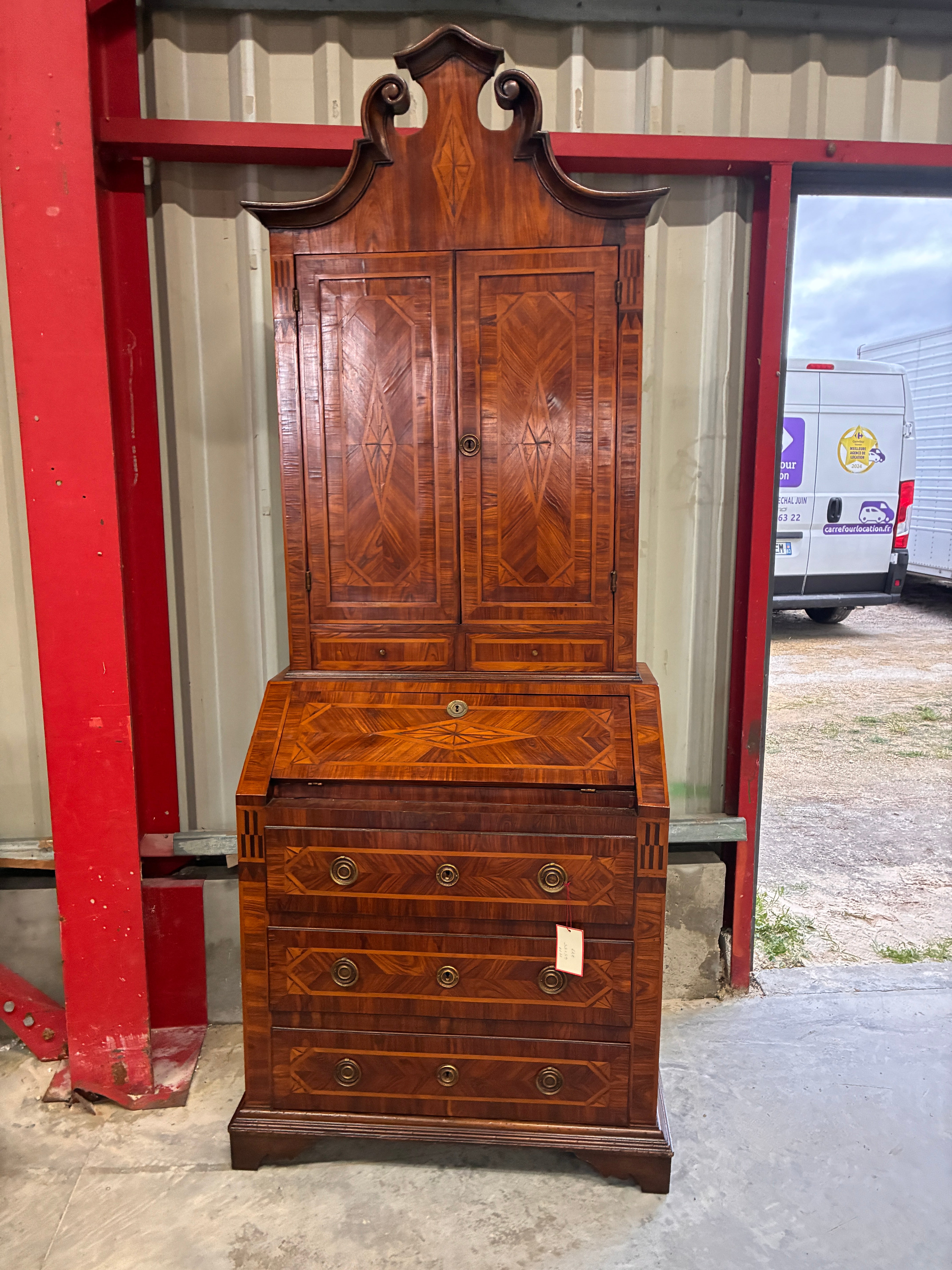 Burled Walnut Venetian Secretary 1880s