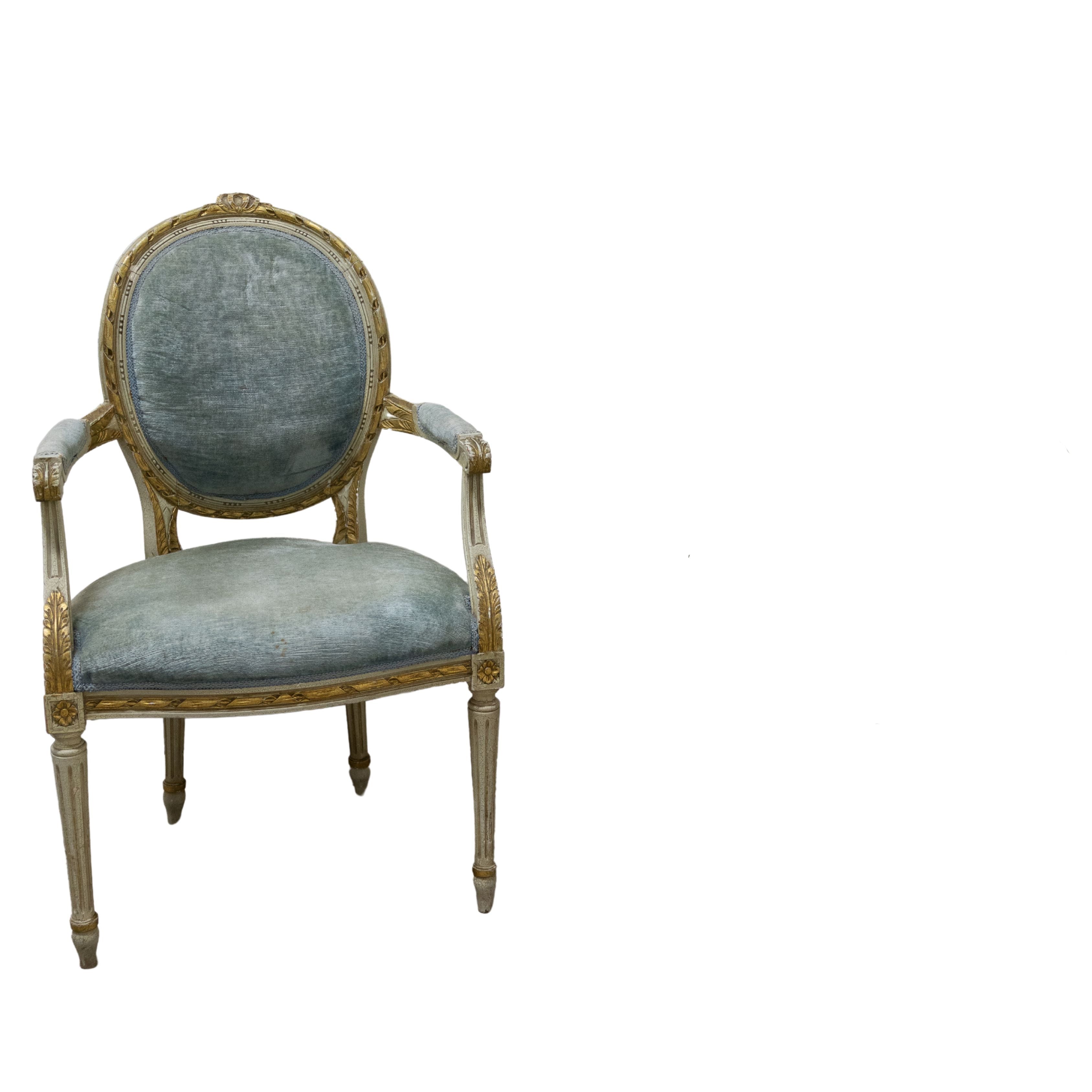 Louis XVI Blue Armchair