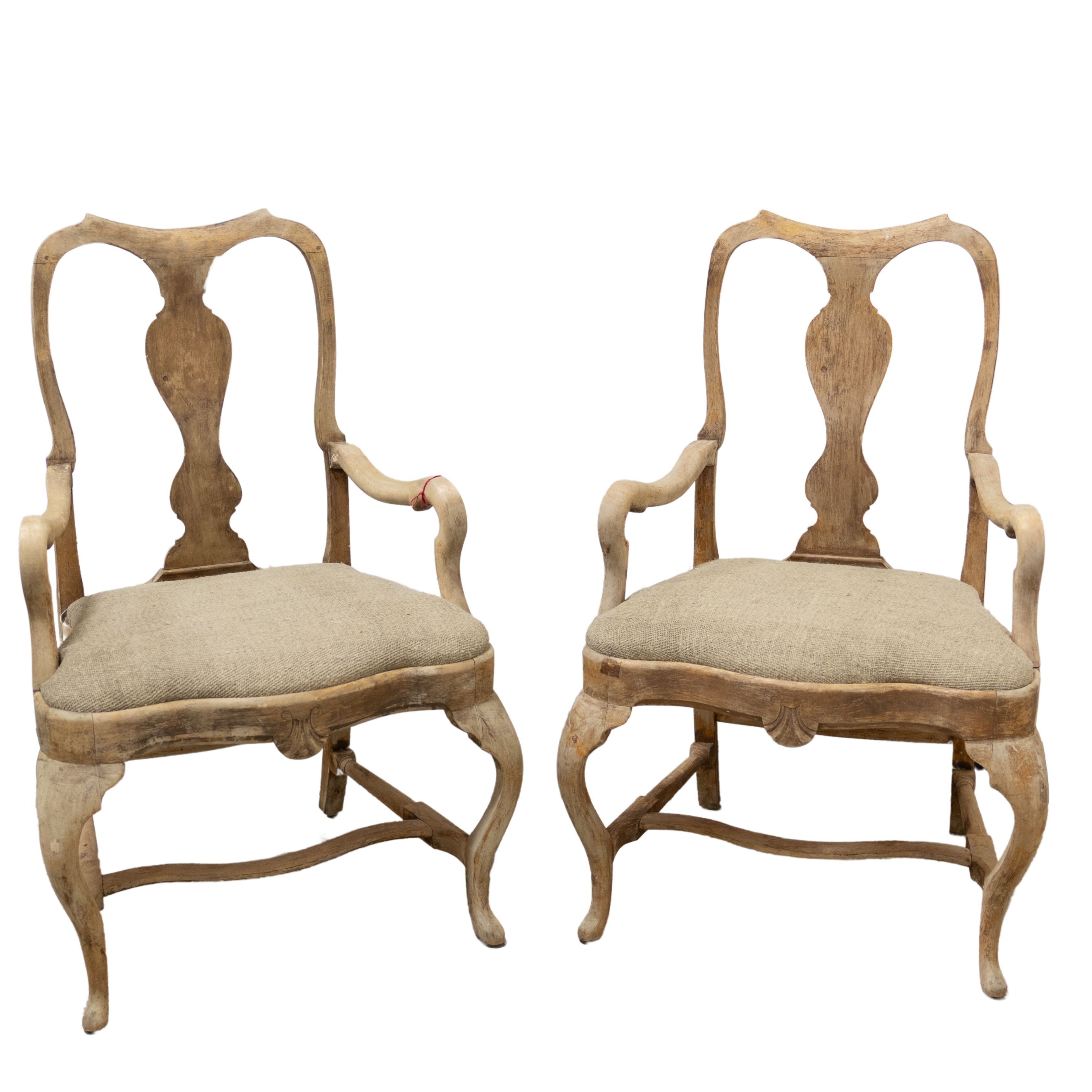Pair of Elegant Swedish Oak Armchairs