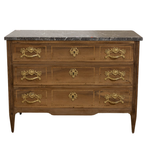 Walnut chest of drawers grey marble