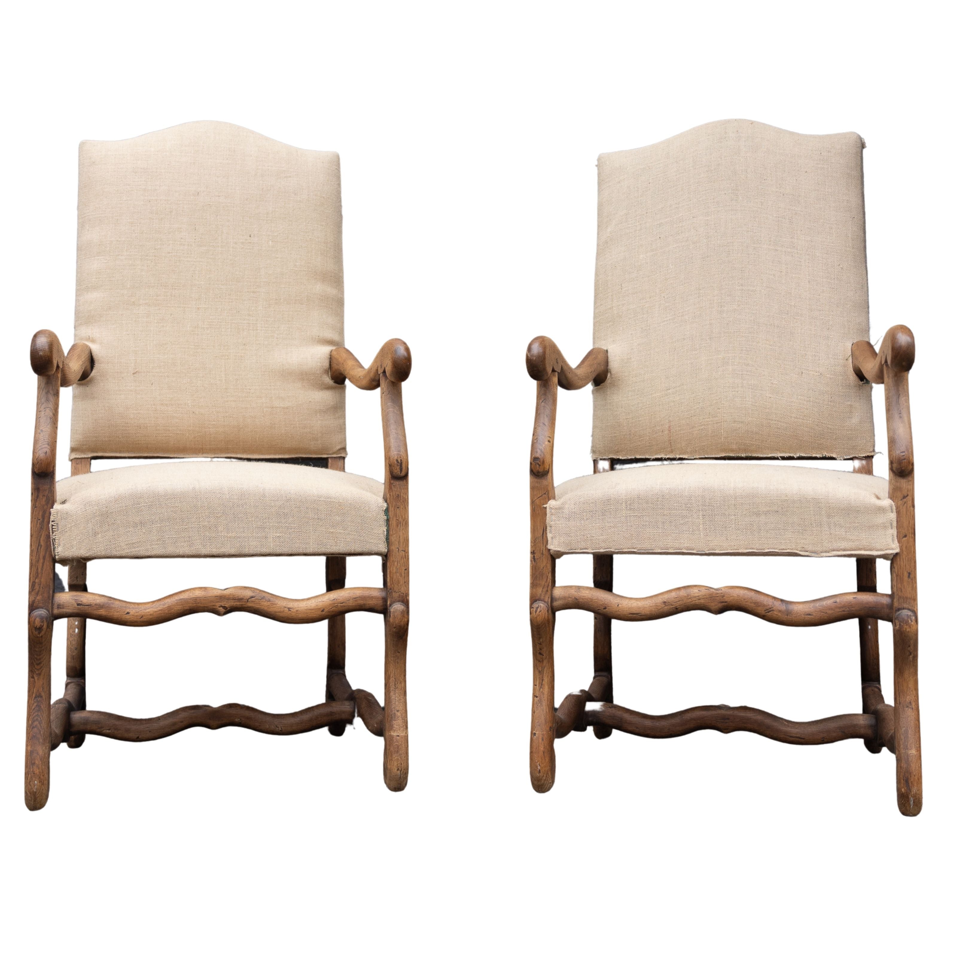 Pair of Mouton Stripped Oak Chairs