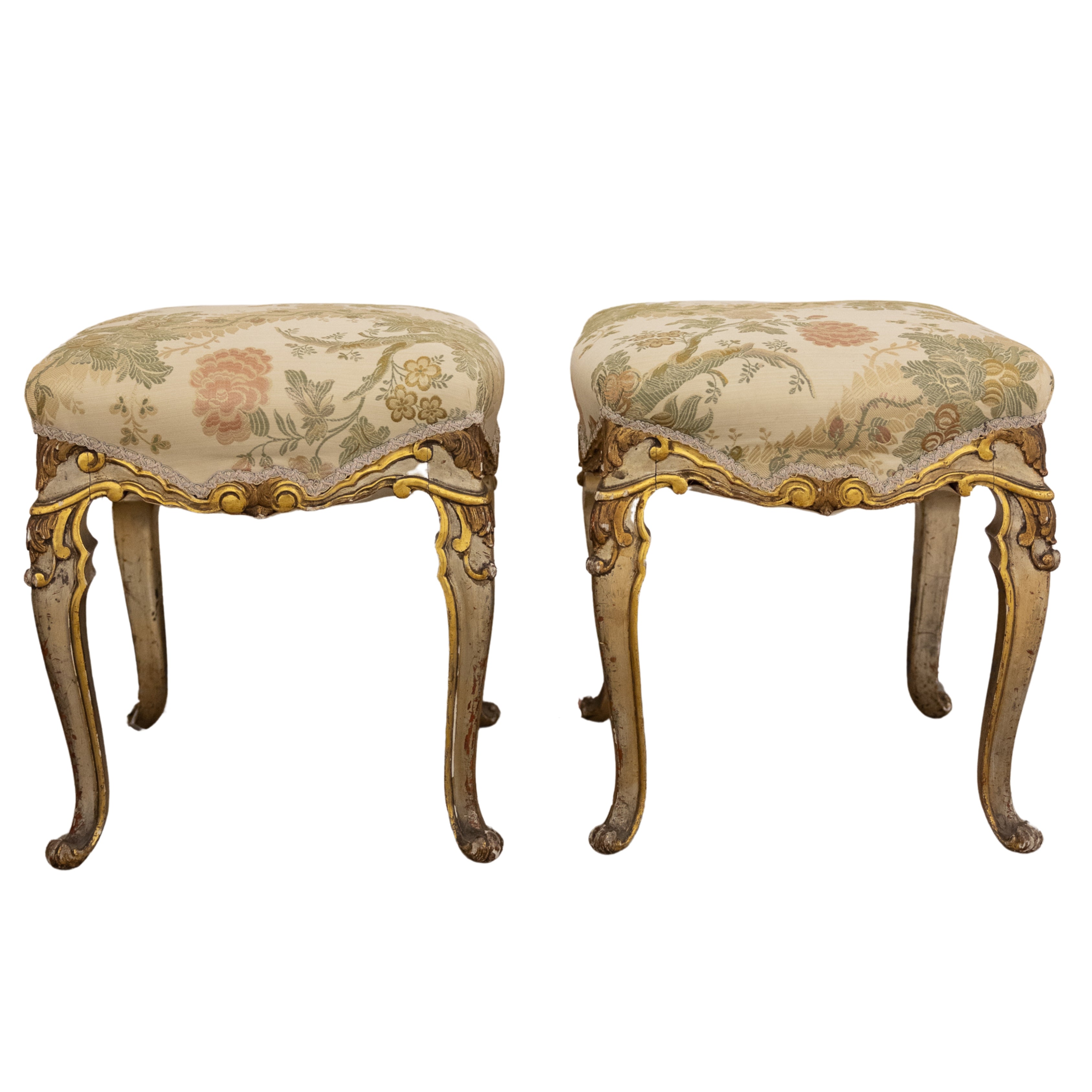 Gilded & Upholstered Italian Stool