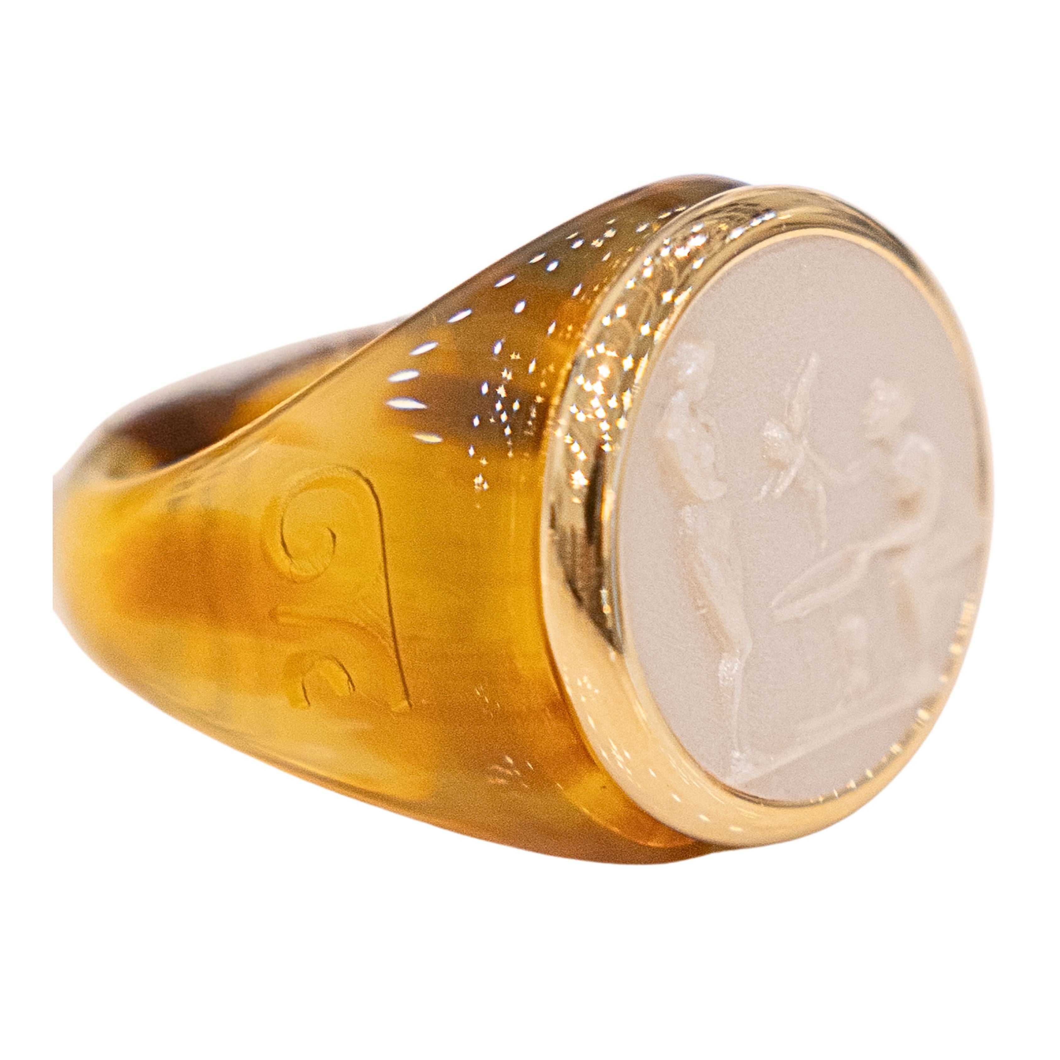 Pearl Cupid Tortoise Ring XL