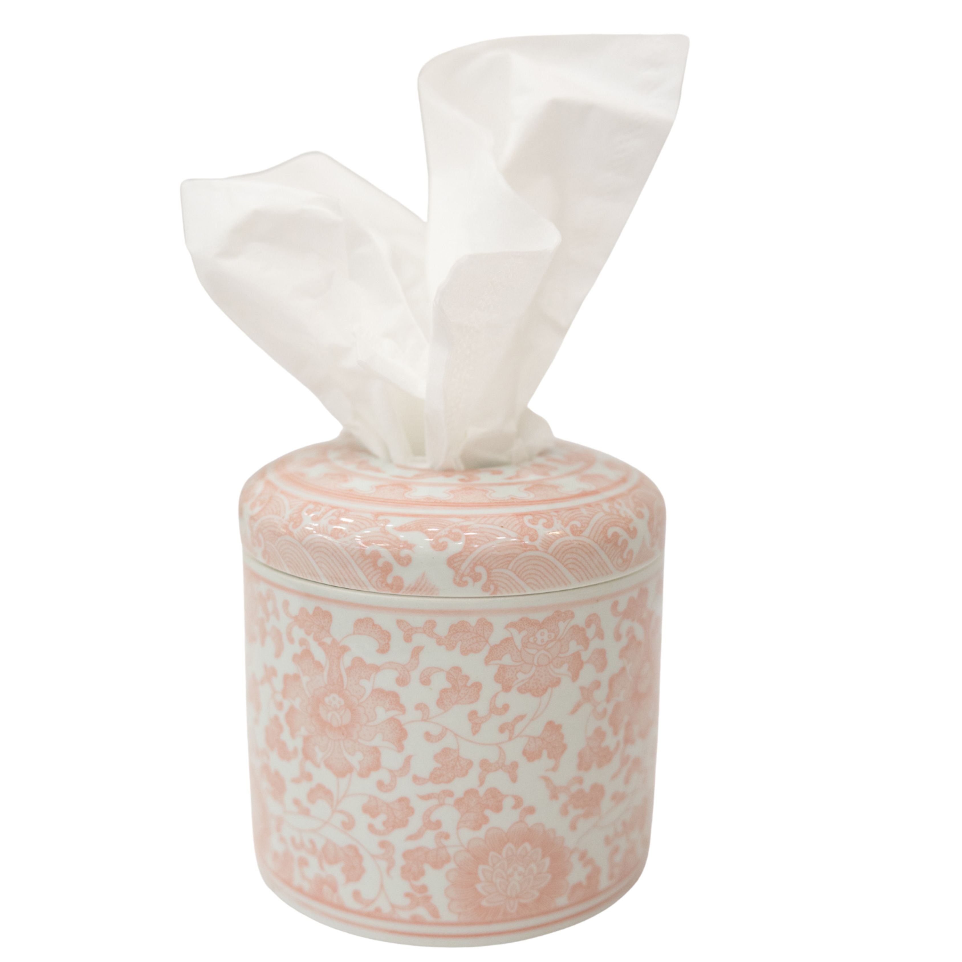 Pink & White Floral Tissue Vessel