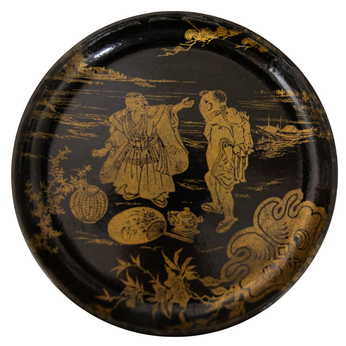 Chinoiserie Round Plate w/ Two Men